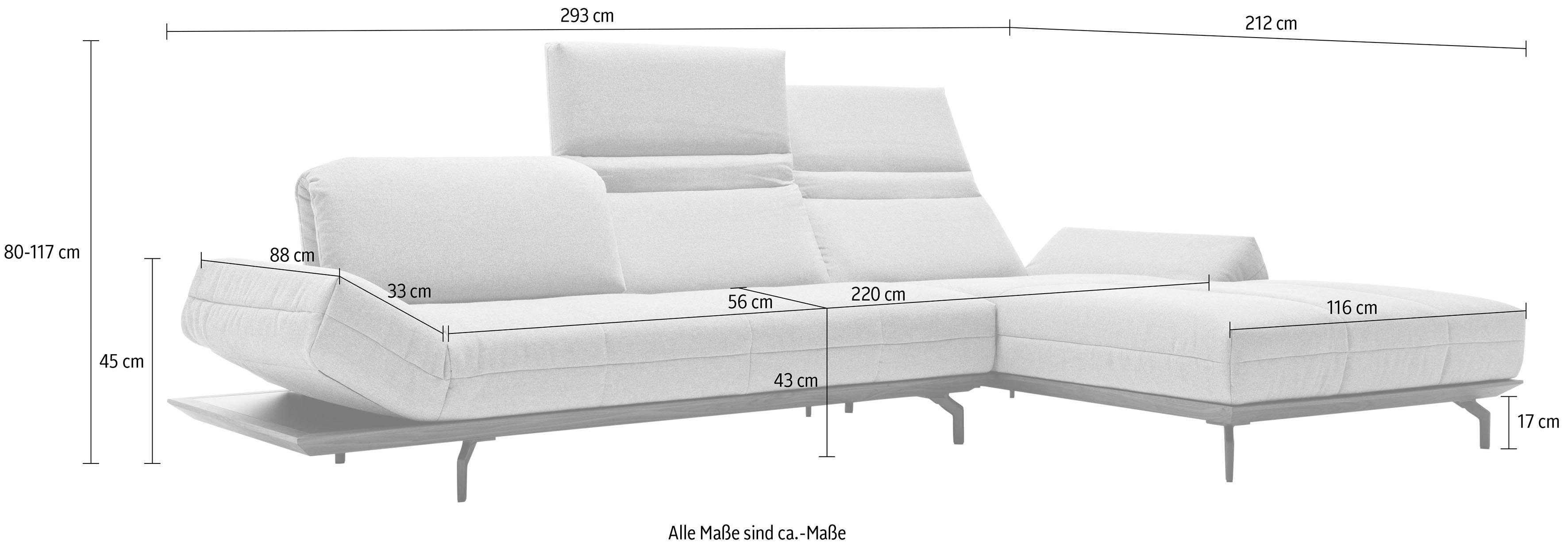 hülsta sofa Ecksofa hs.420, in Nußbaum, Natur cm in Breite 2 Eiche oder Holzrahmen Qualitäten, 293