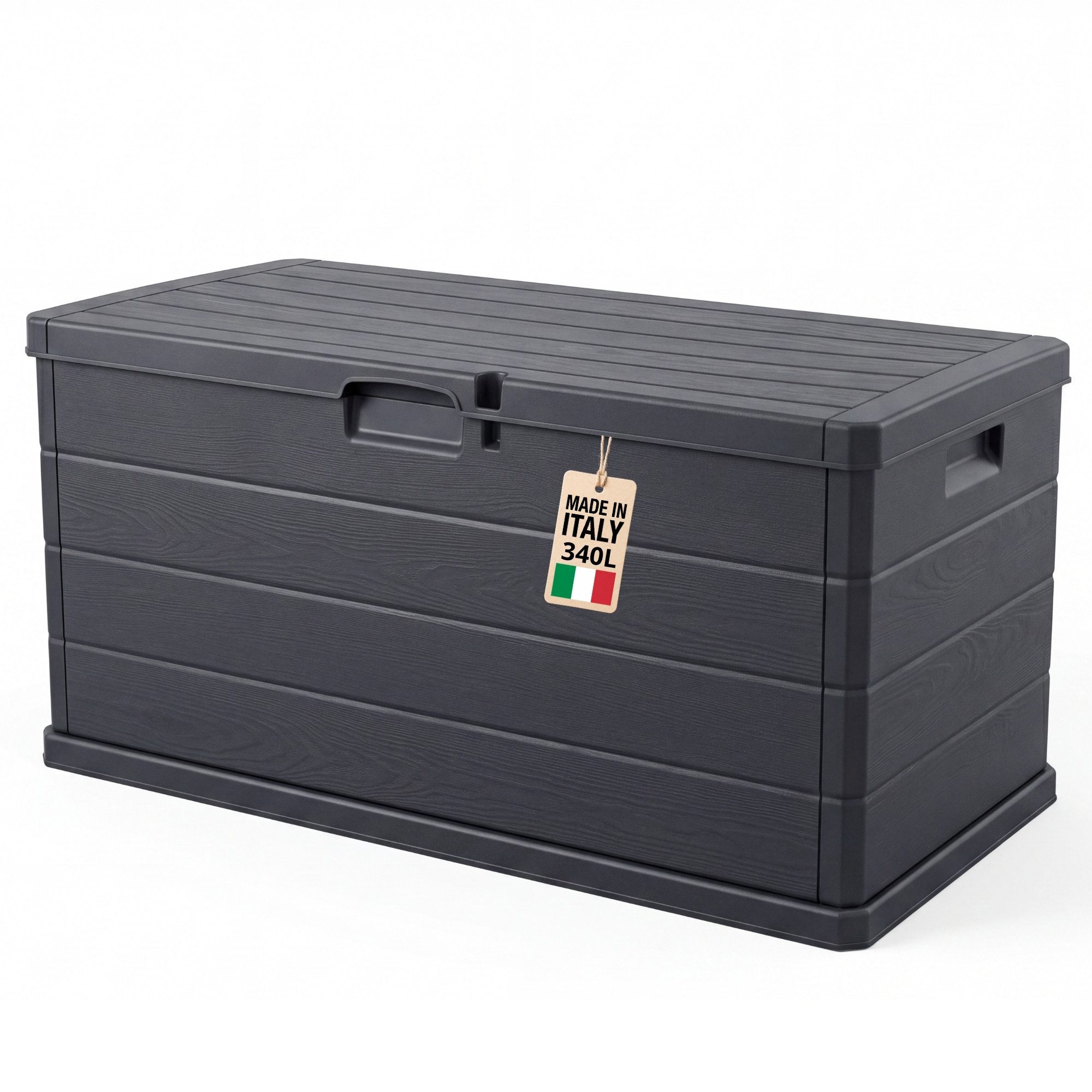 BigDean Auflagenbox Kissenbox Klicksystem 340 Liter Deckel abschließbar Stabil (Packung, 1 St., Gartenbox), Viel Strauraum, Wetterfest, UV-Beständig, Stabil, Abschließbar.