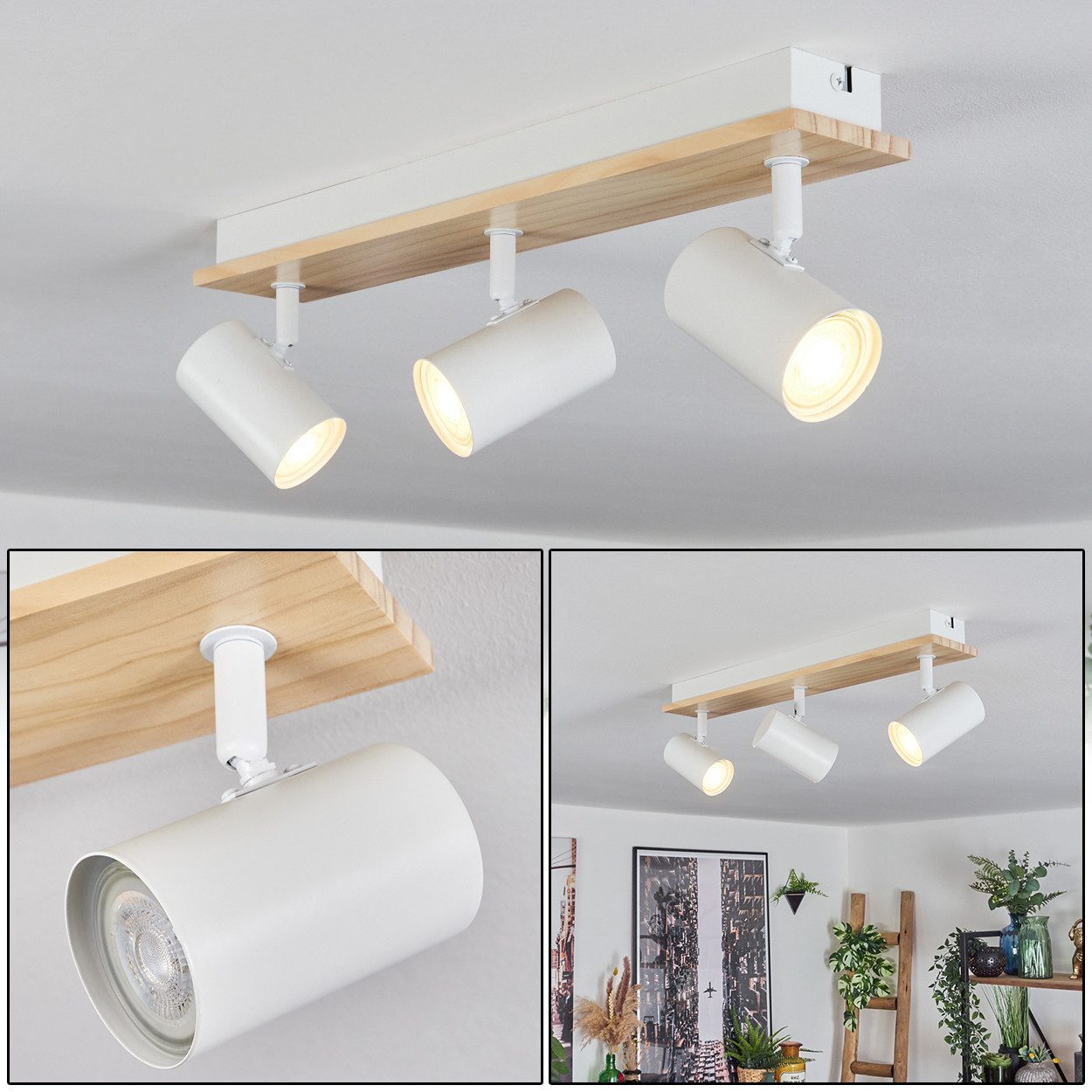 hofstein Deckenleuchte Deckenlampe aus Metall/Holz in günstig online kaufen