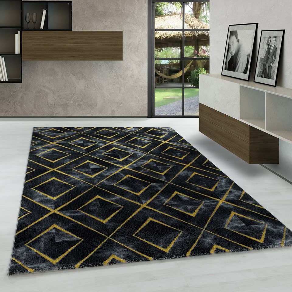Designteppich Marmor Design, Carpetsale24, Läufer, Höhe: 12 mm, Teppich  Wohnzimmer