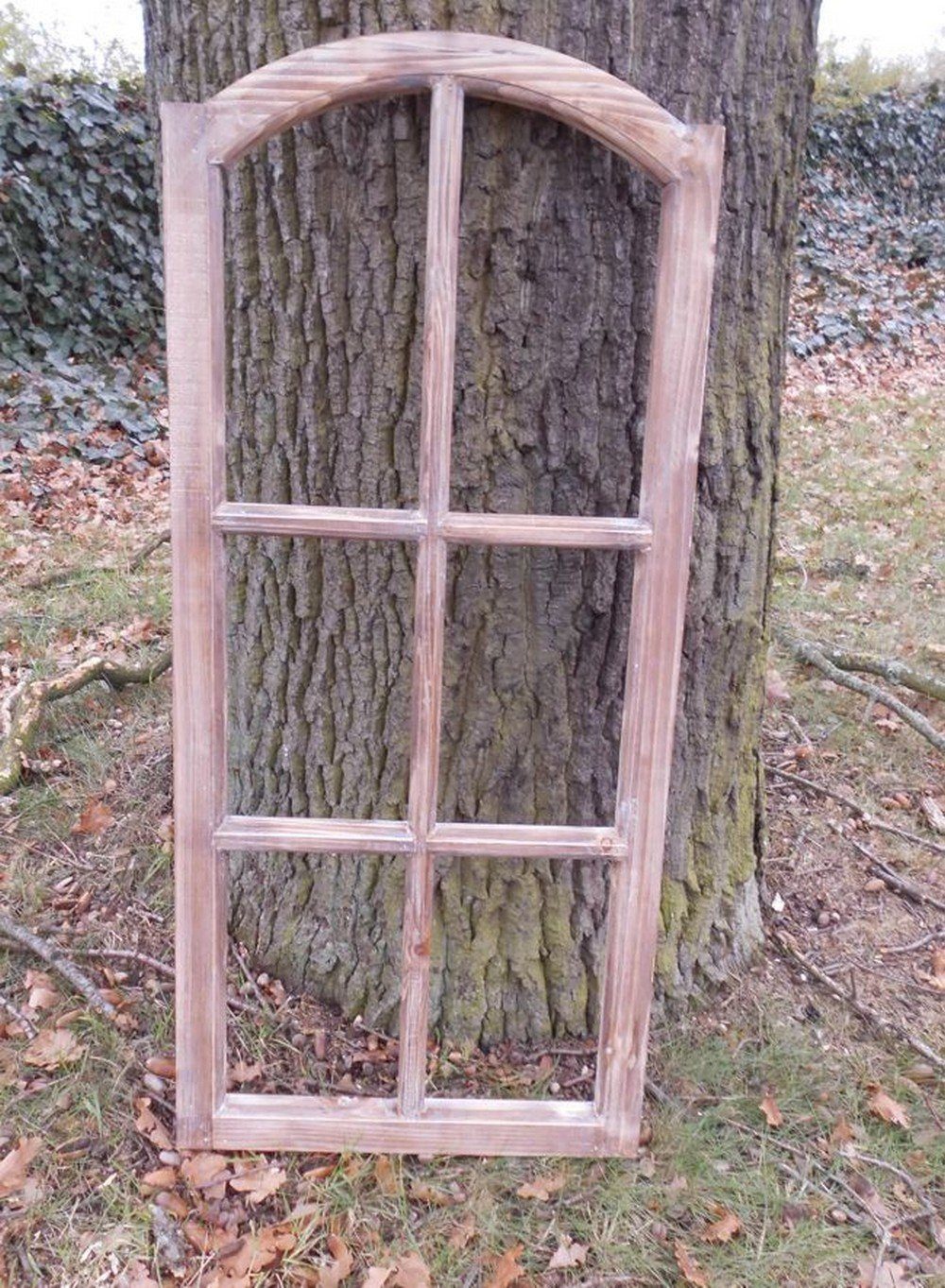 Deko-Impression Wanddekoobjekt Großes Fenster Sprossenfenster Dekorahmen abgerundet Holz braun 112 cm (1 St)