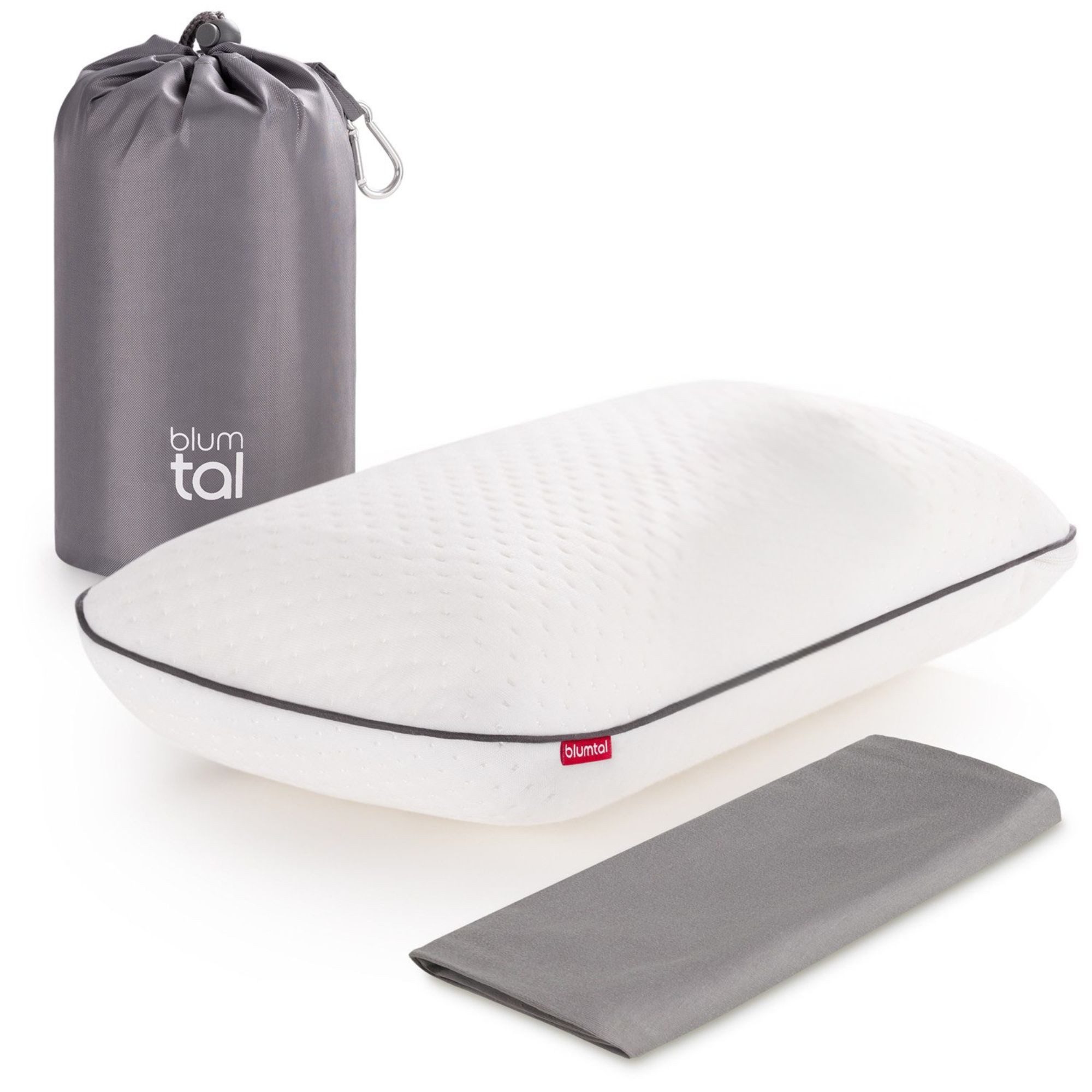 Blumtal Reisekissen Visco-Schaum Memory Foam - Reise Nackenkissen mit Tasche, mit Jersey Bezug, komprimierbar, ideales Camping Kopfkissen