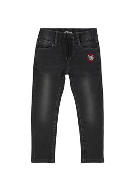 s.Oliver 5-Pocket-Jeans Jeans Brad / Slim Fit / Mid Rise / Slim Leg angedeuteter Tunnelzug, Waschung, Applikation