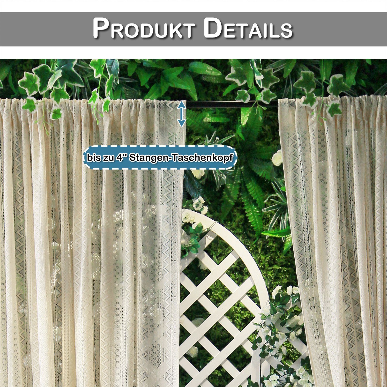 Qelus Gardine Boho Halbtransparent Gardinen Vintage Quaste Rutentasche Vorh günstig online kaufen