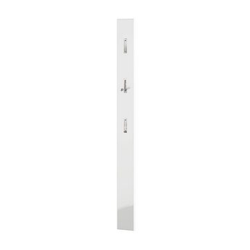 Lomadox Garderobenpaneel SAN MARINO-01, Paneel Flur, schmal, modern, weiß, 3 Klapphaken, B/H/T: 15/170/3 cm