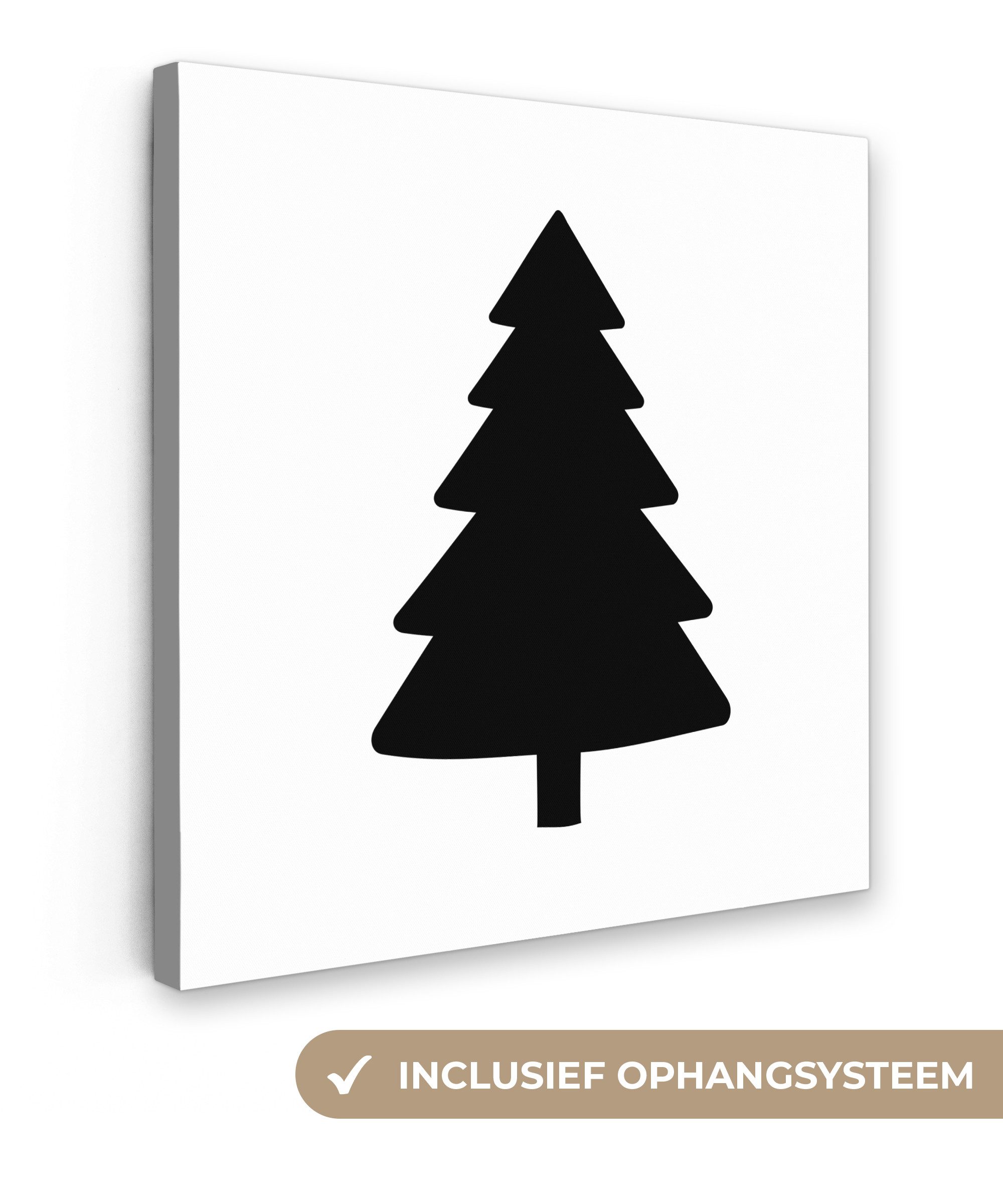 OneMillionCanvasses® Leinwandbild Weihnachtsbaum - Schwarz - Weihnachten - Party, Fotodruck (1 St), Wandbild, Deko Schlafzimmer Wohnzimmer Flur 20x20 cm