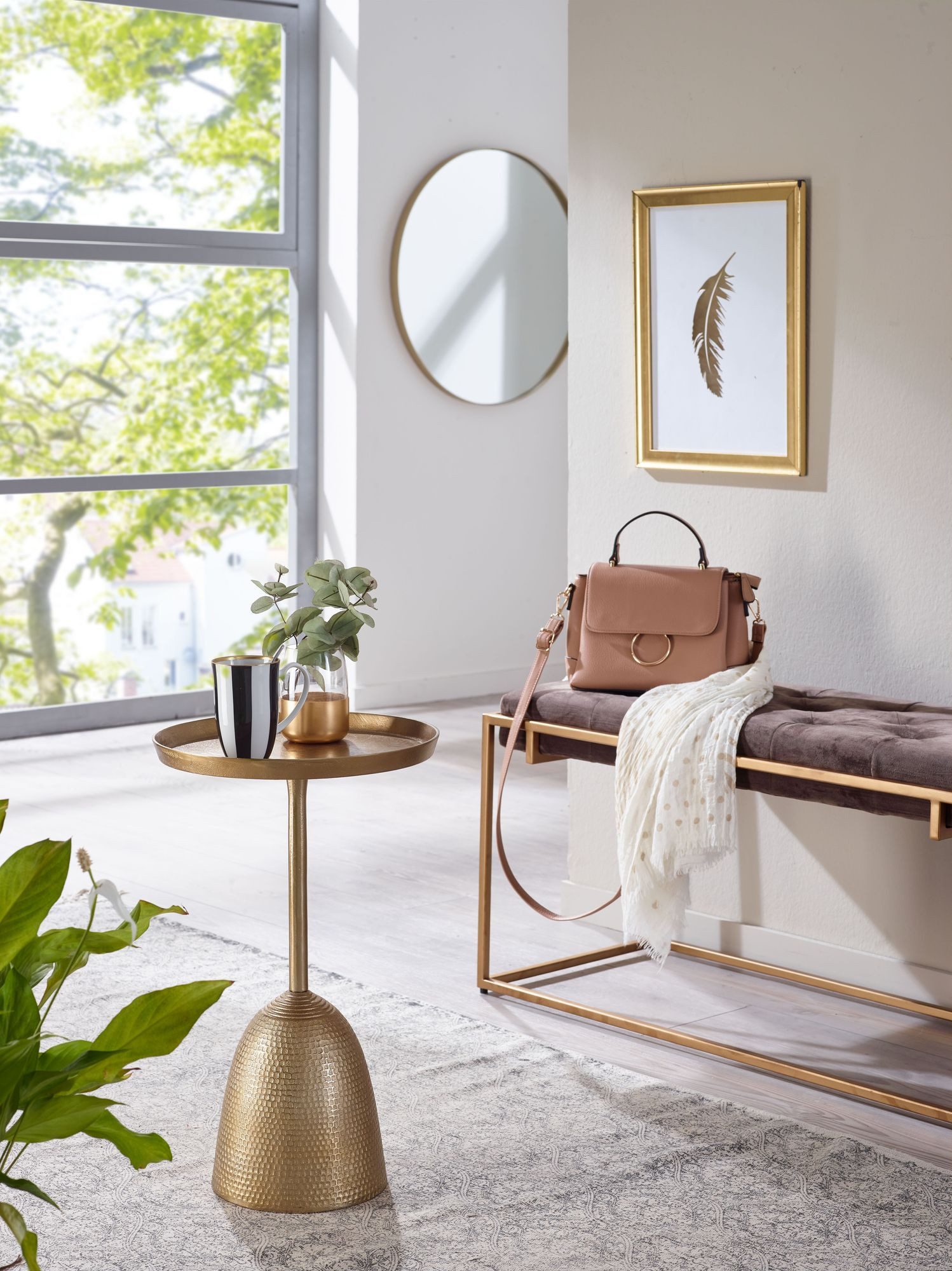 FINEBUY Beistelltisch FB82253 Sofatisch Metall Ø 33 cm Tisch Wohnzimmertisc günstig online kaufen