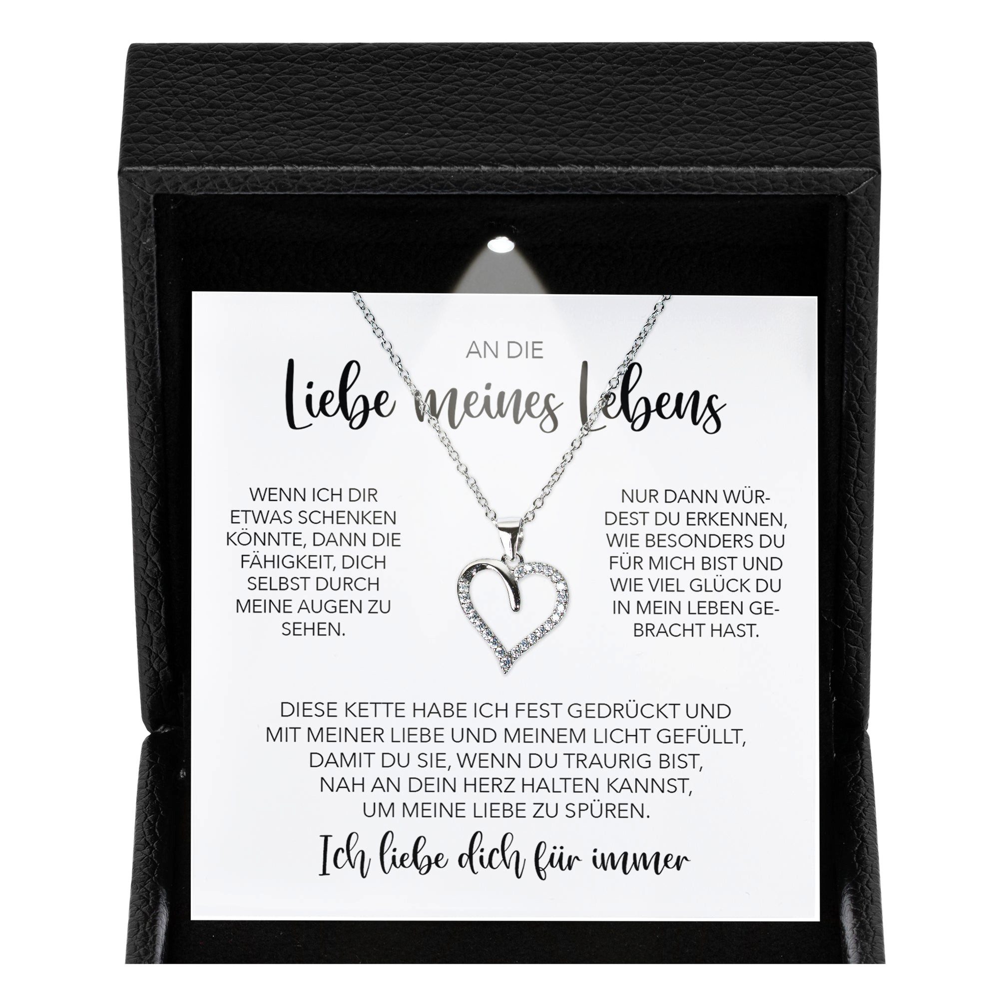 Valentinstagsgeschenk 22Feels Schmuckset Liebe Meines Lebens Frauen Geschenk Herz Halskette Damen Collier V-Tag (Geschenkset), Silber 925/000, Geschen