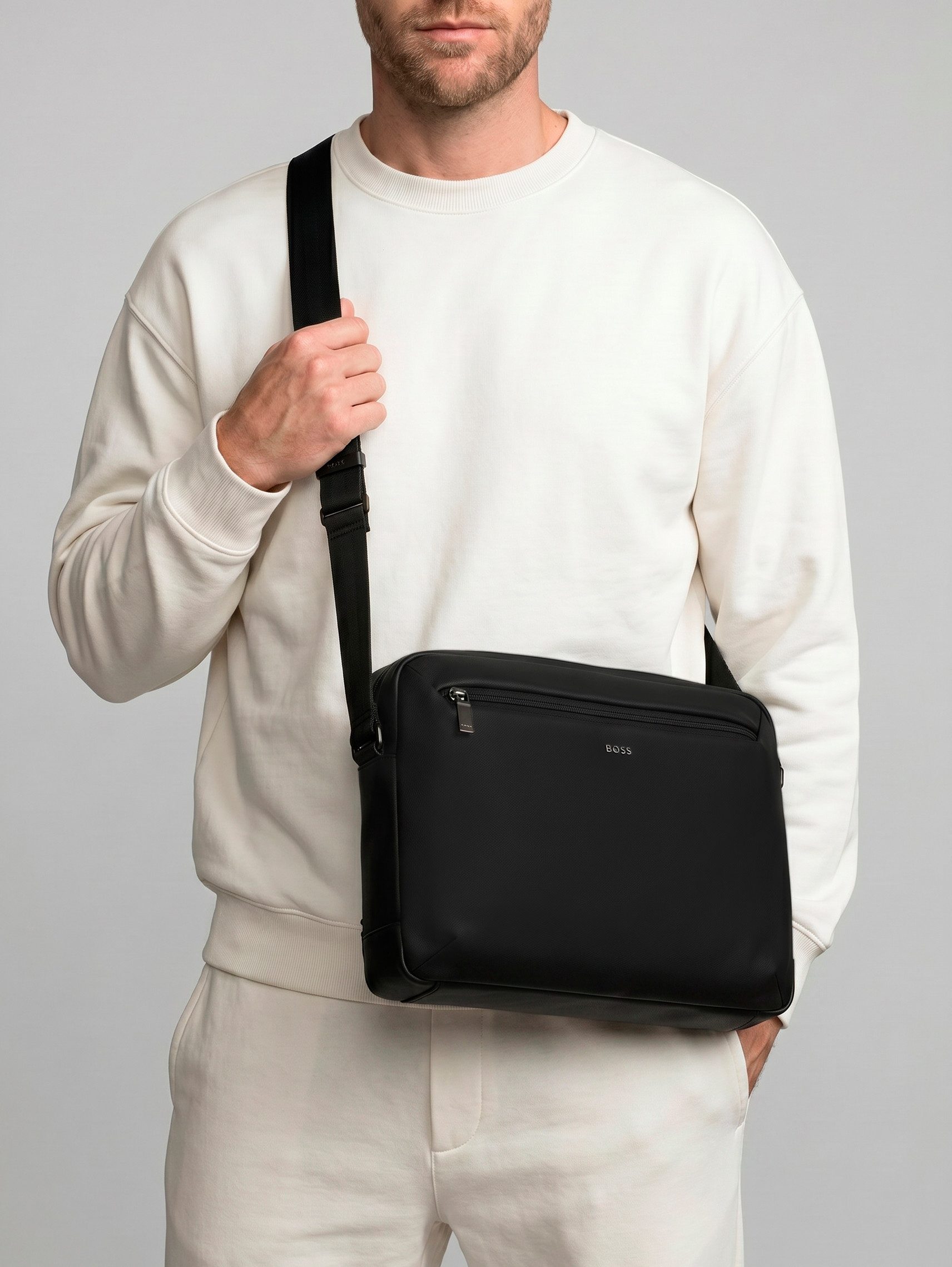 BOSS Umhängetasche Jace_Zip, Messenger Bag, Business Bag mit verstellbarem Riemen