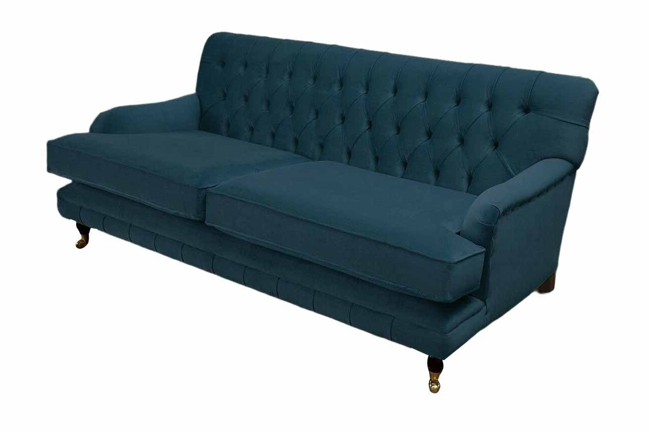 JVmoebel Sofa Chesterfield Design Luxus Polster Sofa 3 Sitzer Blau Couch Textil Neu, Made In Europe