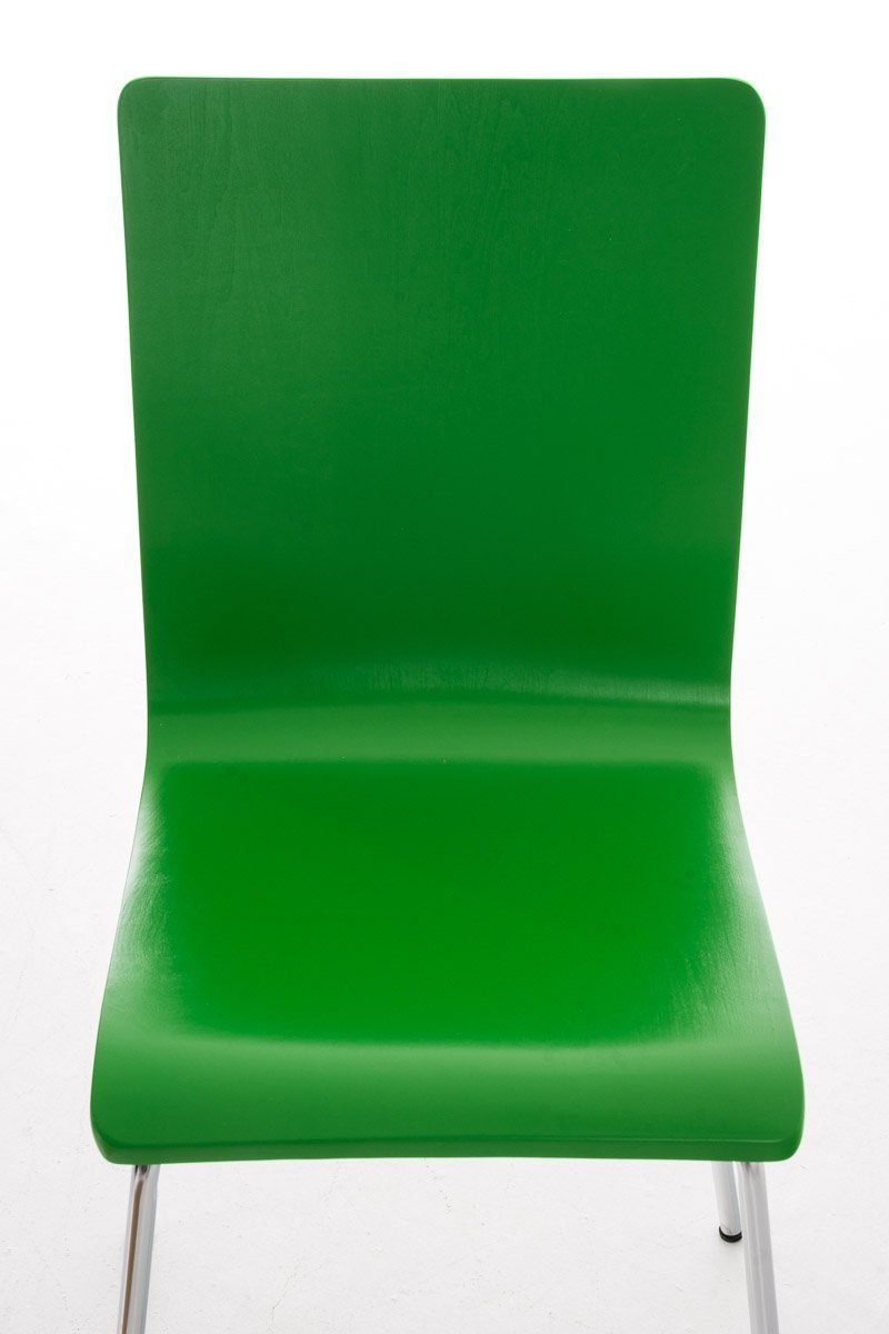 Holz Sitzfläche Besucherstuhl - - (Besprechungsstuhl Gestell: TPFLiving mit grün - Sitzfläche: ergonomisch Metall geformter - Peppo Konferenzstuhl chrom Warteraumstuhl Messestuhl),