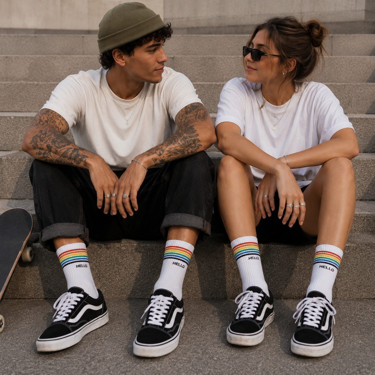 XCOAST Socken 5er Pack Regenbogen Design Socken