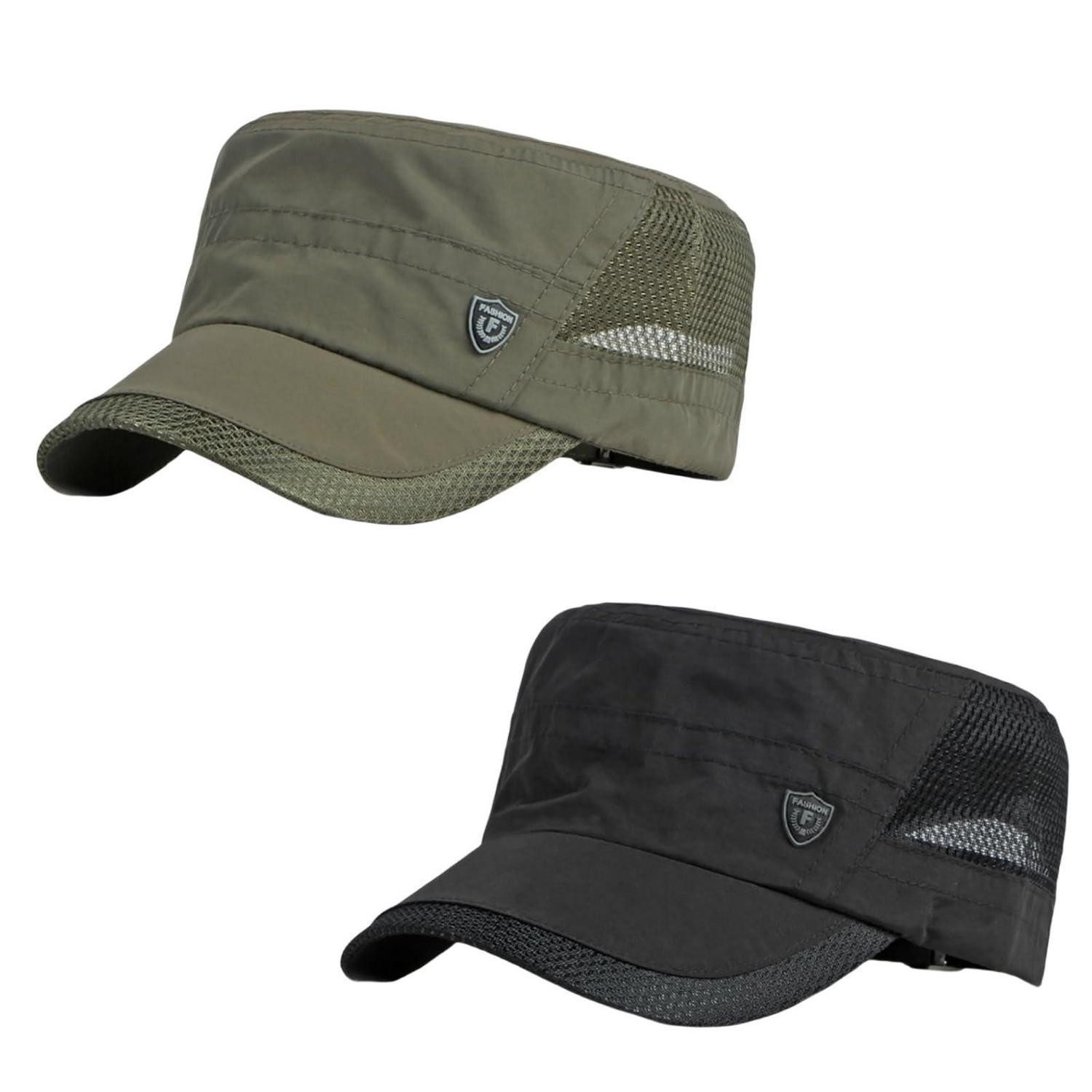 Army Cap Basecap Herren Cadet Hut Militär Mesh Sportkappe M-L Schwarz+Armeegrün