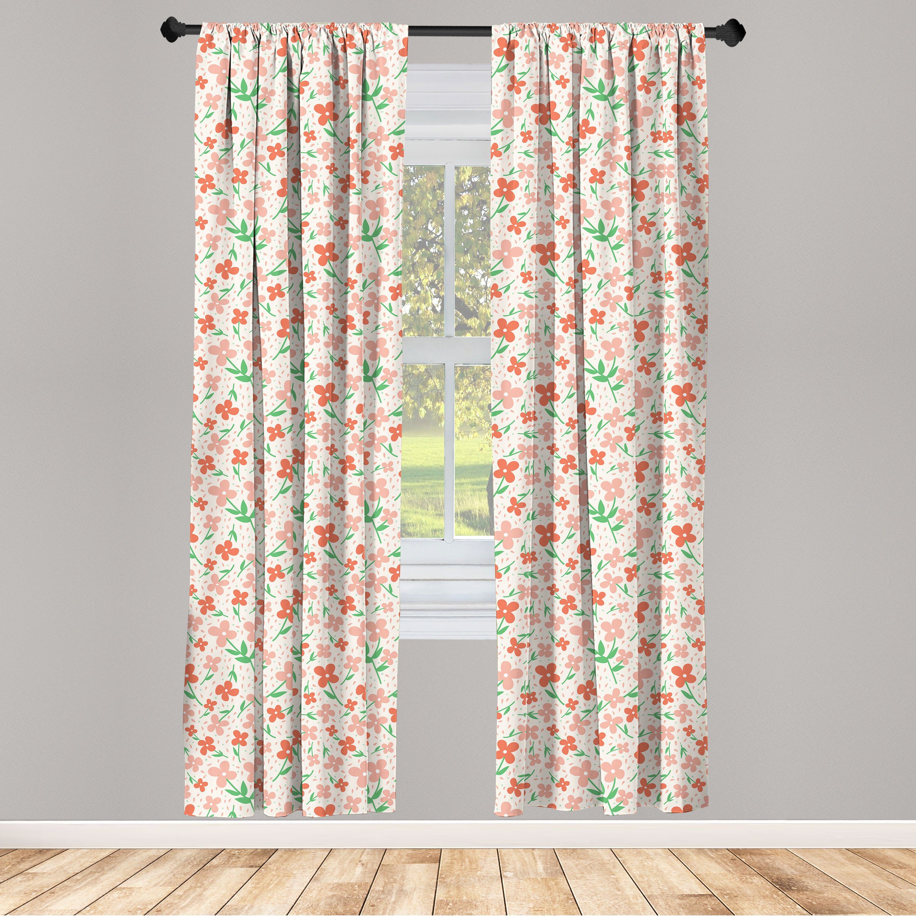 Gardine Vorhang für Wohnzimmer Schlafzimmer Dekor, Abakuhaus, Microfaser, Blumen Pastel Spring Meadow Knospen