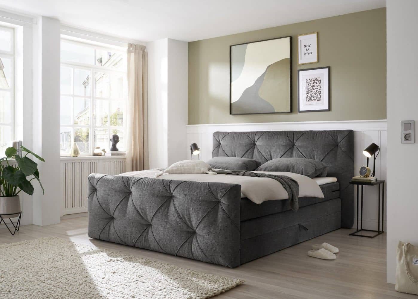 ED EXCITING DESIGN Boxspringbett Venlo 180x200 Bettkasten, HR30 Topper, 7Z-Federkernmatratze (Komplettbett inkl. Topper, Matratze, Unterbox und Bettkasten), Boxspringbett mit Topper, Matratze, Unterbox und Bettkasten