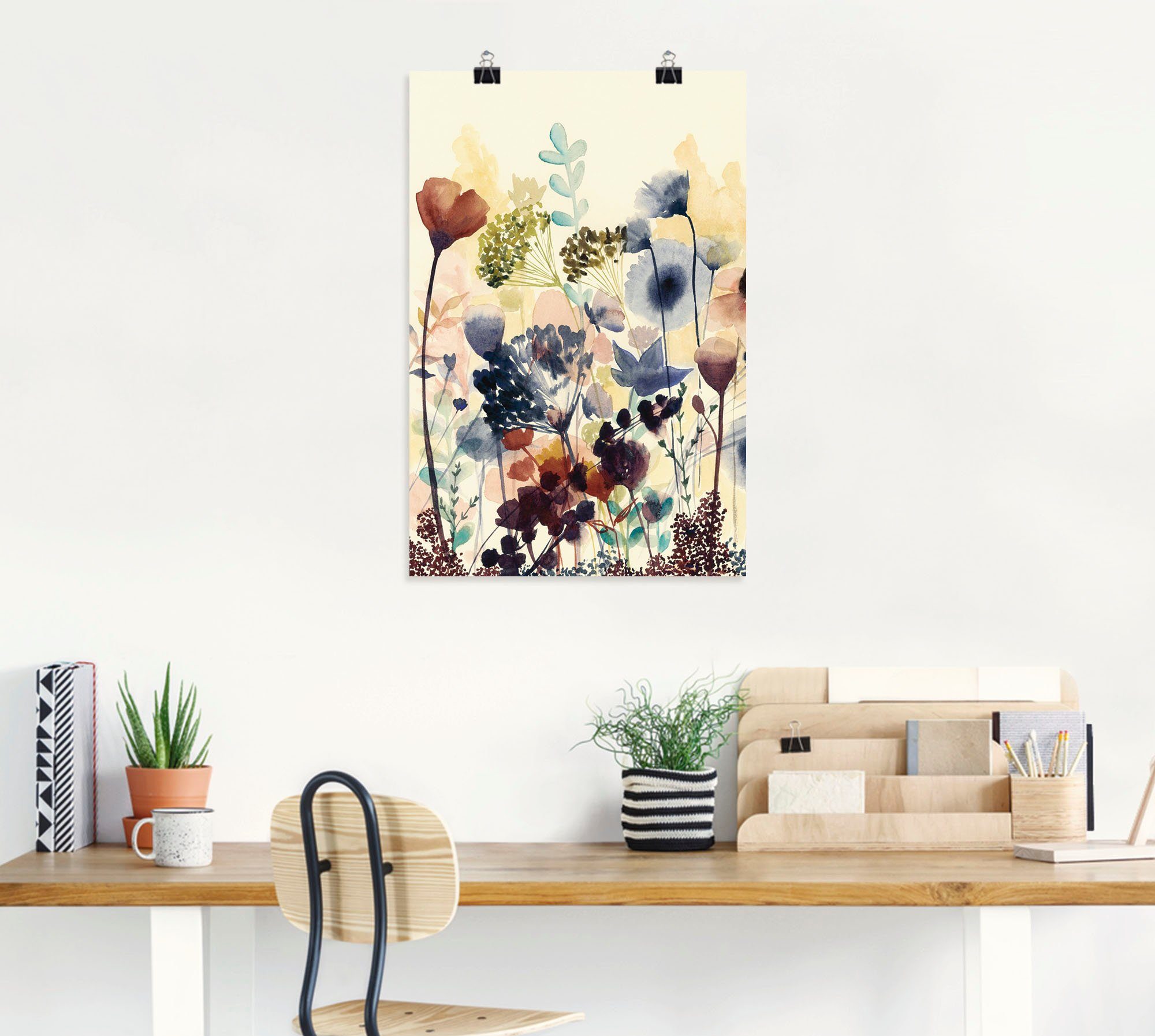 Artland Wandbild Sonnengetrocknete Blüten I, in versch. (1 Poster Alubild, Größen Leinwandbild, oder St), Wandaufkleber als Blumenwiese