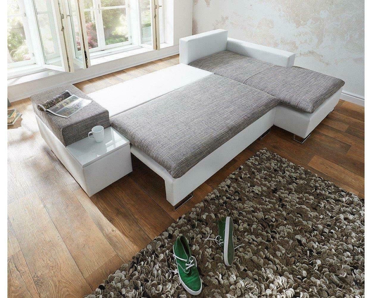 JVmoebel Sofa, Schlafsofa Design Ecksofa Lform Bettfunktion Couch Textil Sofas Stoff Schlaf