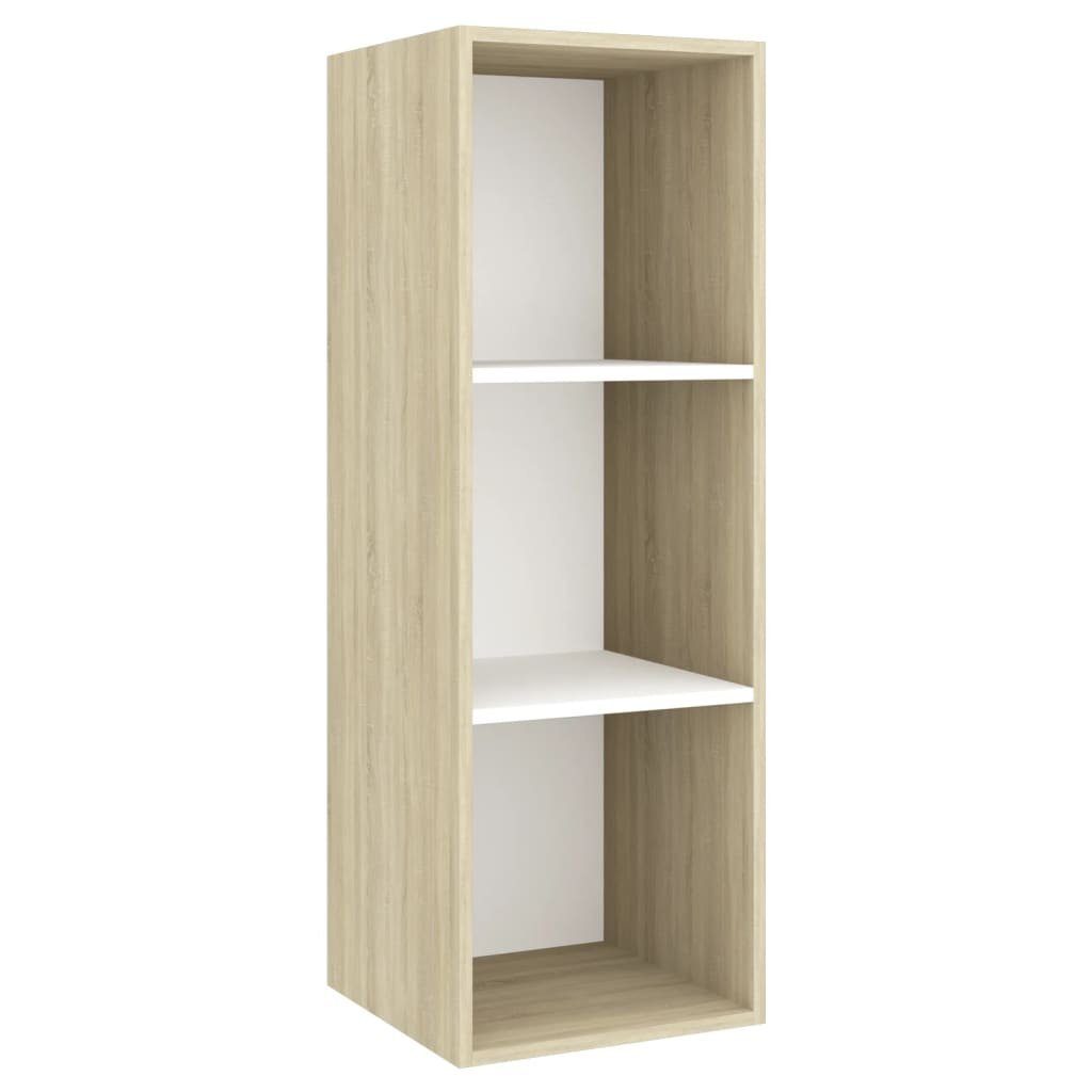 vidaXL TV-Schrank 2 Weiß Holzwerkstoff Sonoma-Eiche und TV-Wandschränke Weiß (2-St) Sonoma-Eiche Stk