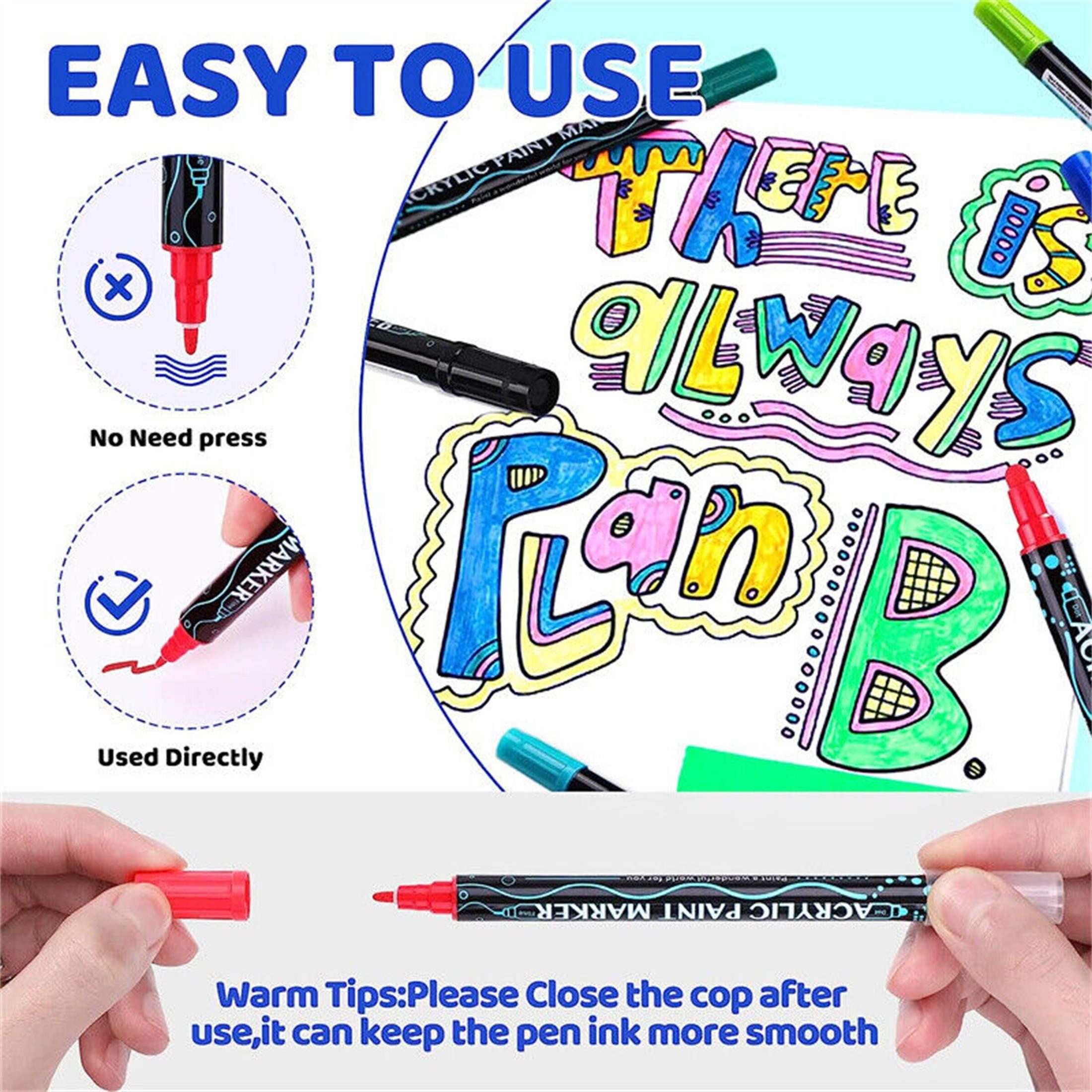 ibettertec Marker 25 Acrylstifte Marker Set, wasserfest, spülmaschinenfest, (1-5 mm, für Stein, Glas, Keramik, Holz, Kunsthandwerk)