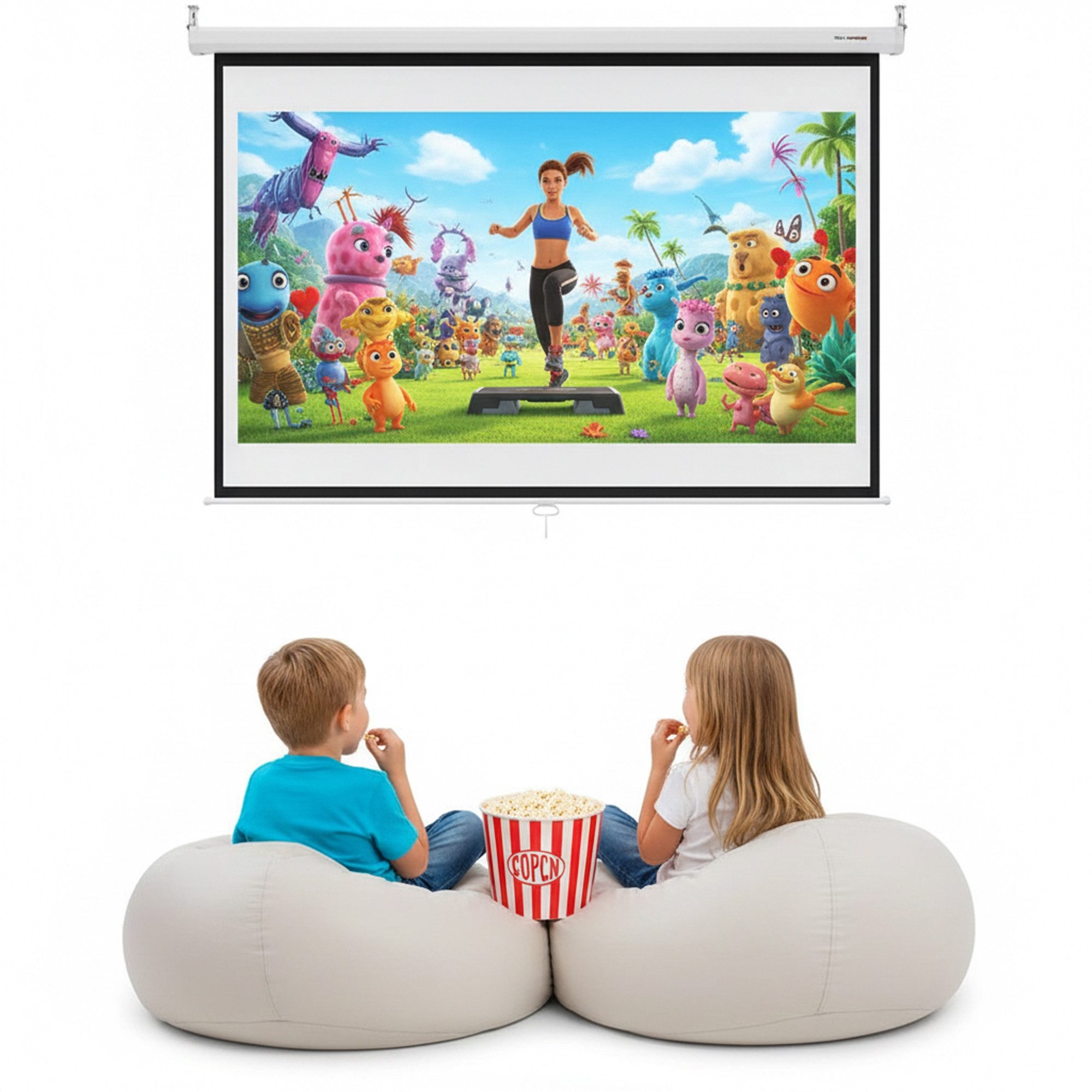 Mucola Leinwand Beamerleinwand Rolloleinwand Heimkino Beamer Projektor Leinwand HDTV, HDTV tauglich, Leinwandgröße: 152 cm x 152 cm