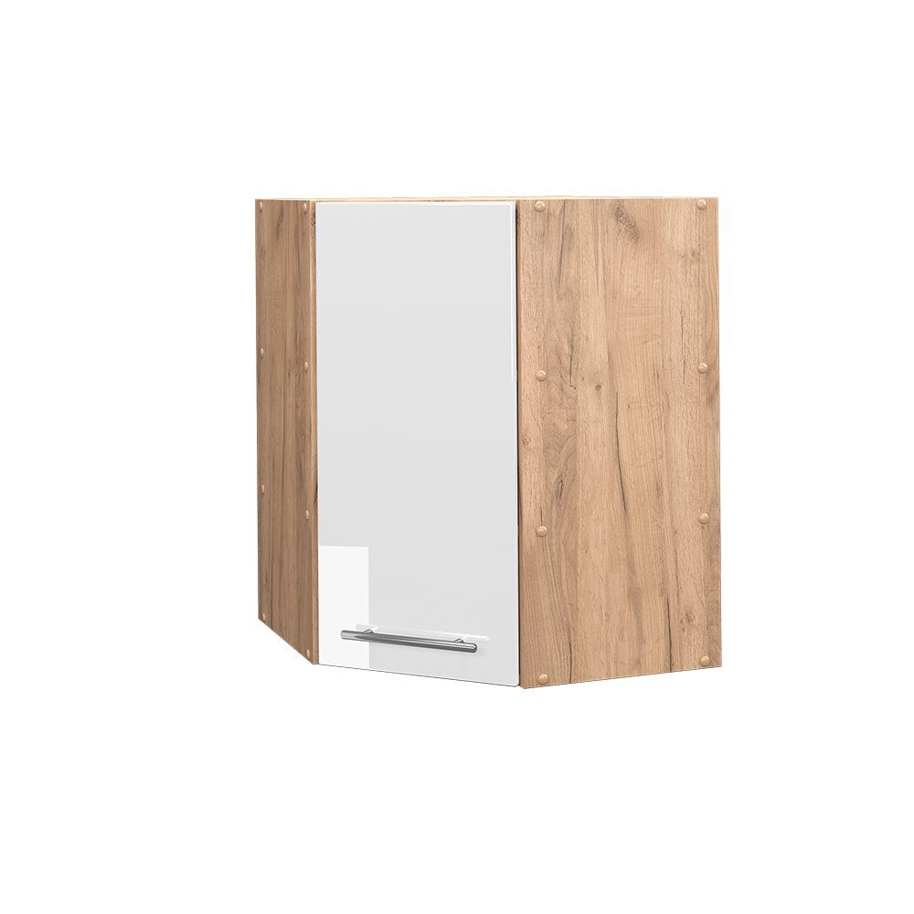 Vicco Eckhängeschrank Fame-Line, Weiß Hochglanz/Goldkraft Eiche, günstig online kaufen