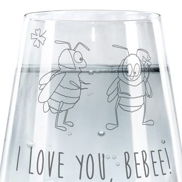 Mr. & Mrs. Panda Glas Bienen Paar - Transparent - Geschenk, Liebesgeschenk, Spülmaschinenfe, Premium Glas, Hochwertige Lasergravur