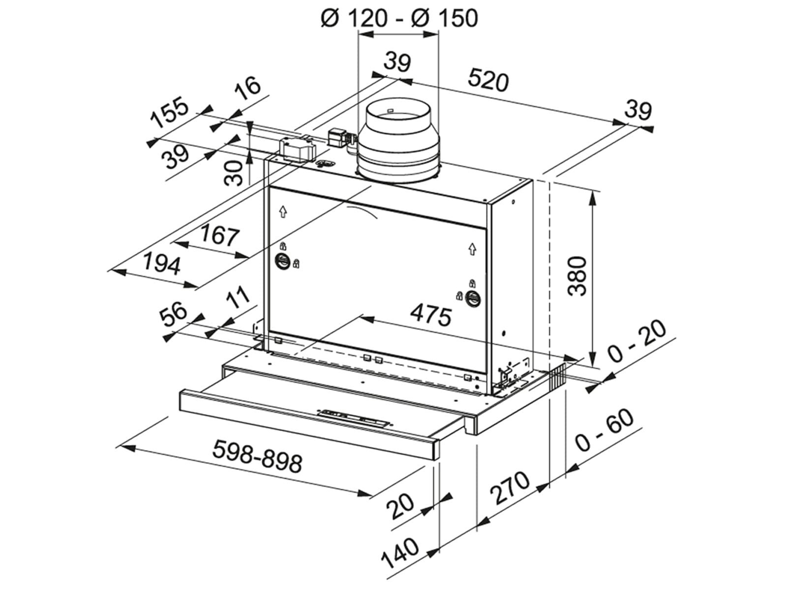 FRANKE Flachschirmhaube, 60 cm