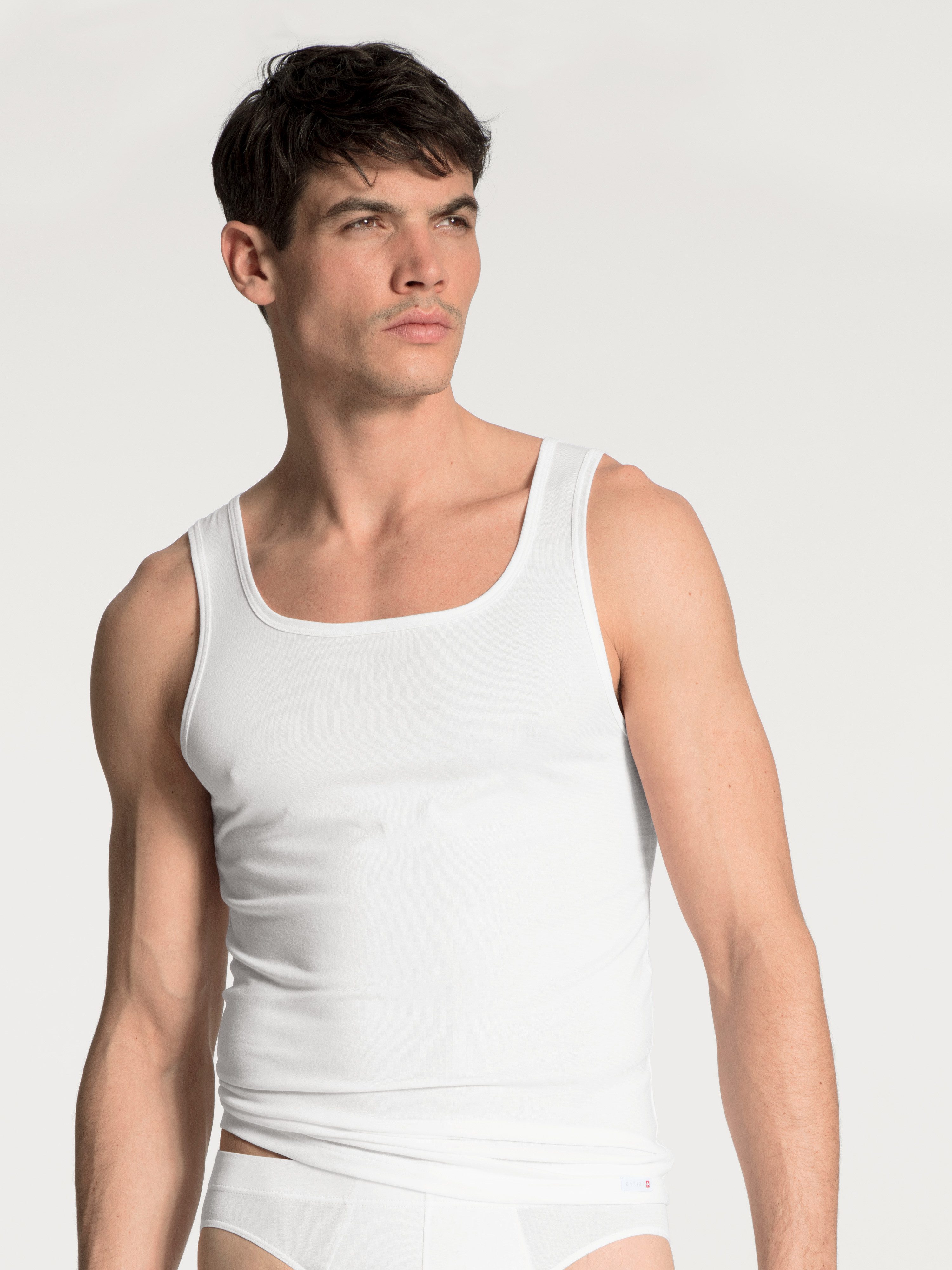 CALIDA Muskelshirt Evolution Karree-Ausschnitt, breite Träger, Single Jersey, Baumwollmix