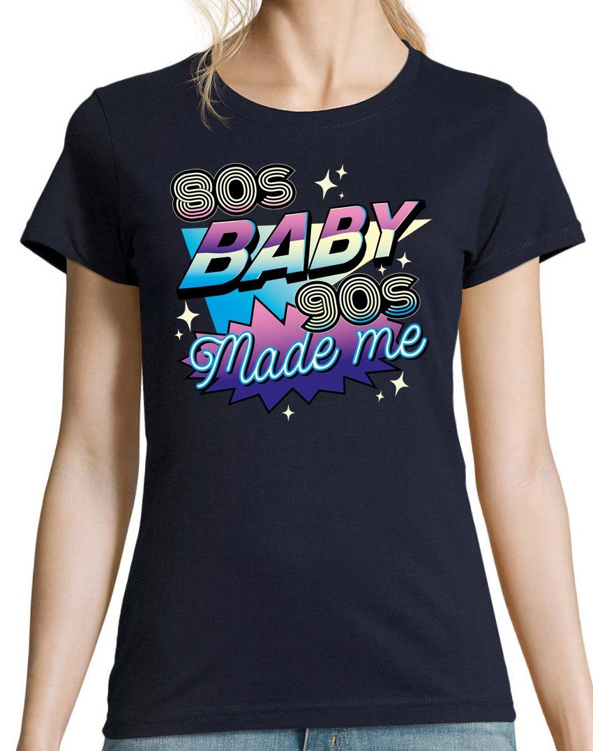 Shirt me 80'S Made 90'S Trendigem Look BABY T-Shirt Damen Designz Navy mit Retro Youth