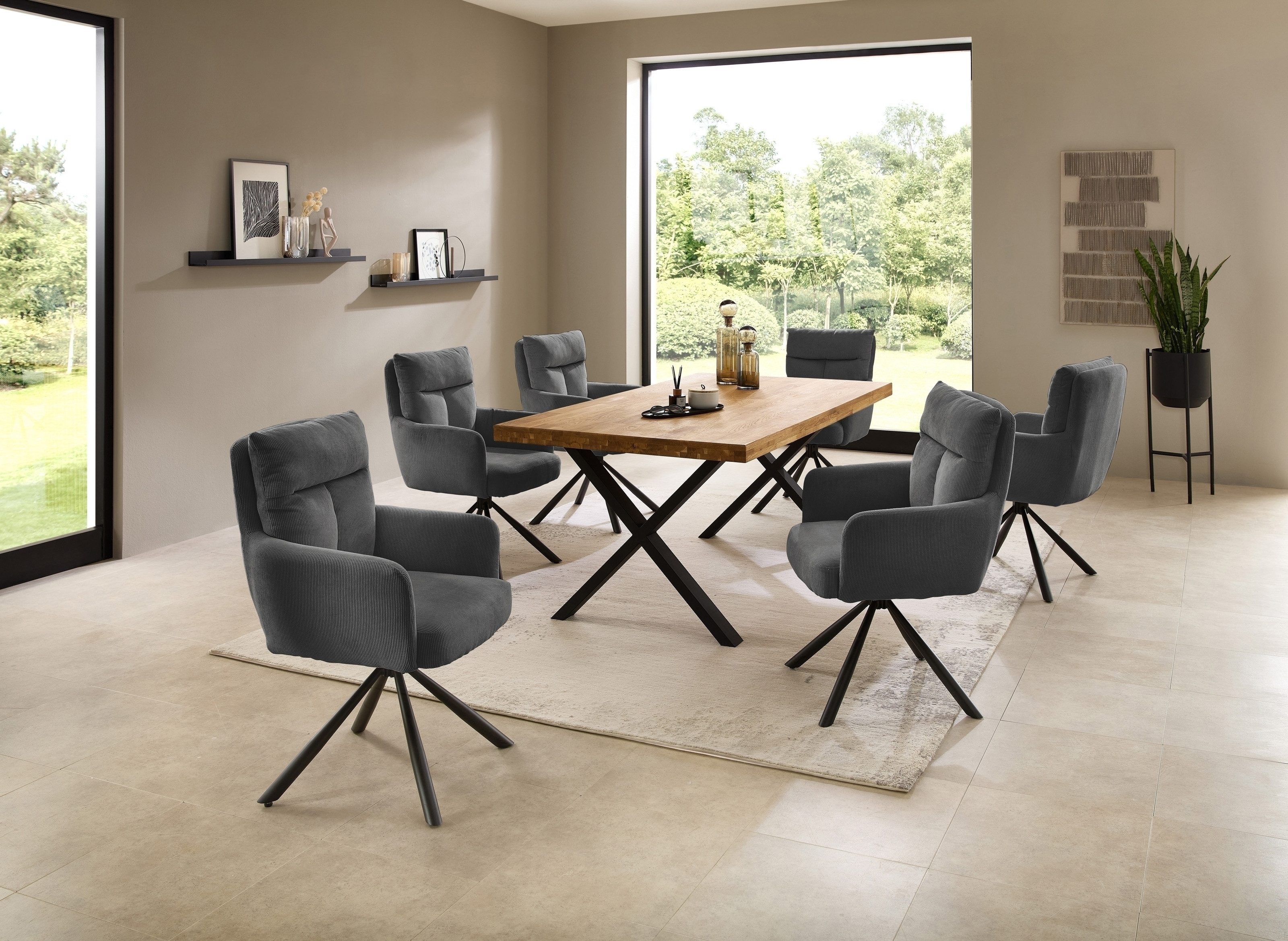 freiraum Armlehnstuhl Sofia (1stk), (1stk) drehbar, grau / schwarz - 60x93x67 (BxHxT)