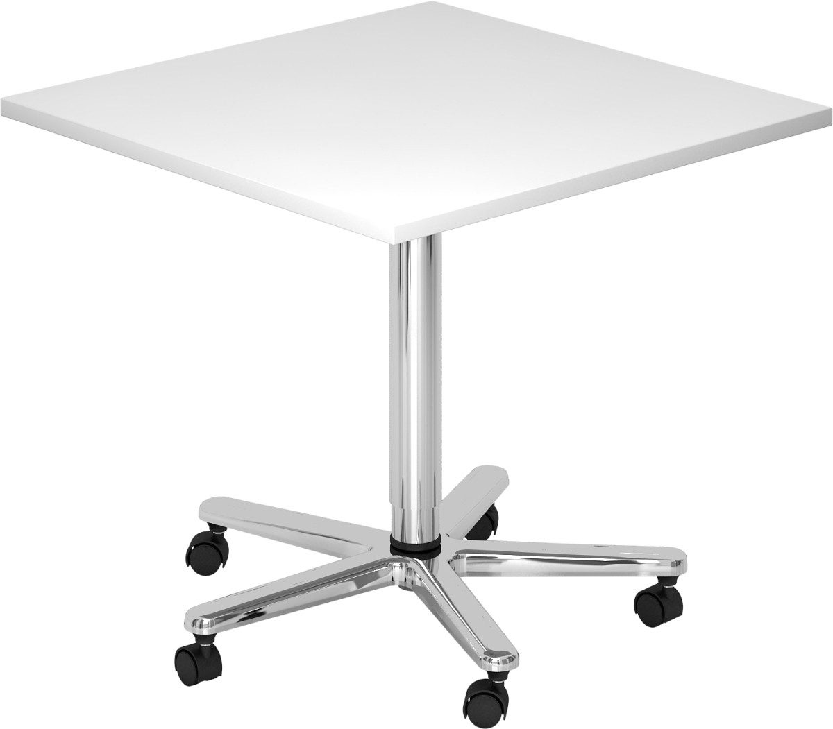 HAMMERBACHER Konferenztisch Säulentisch 80x80cm weiß/chrom