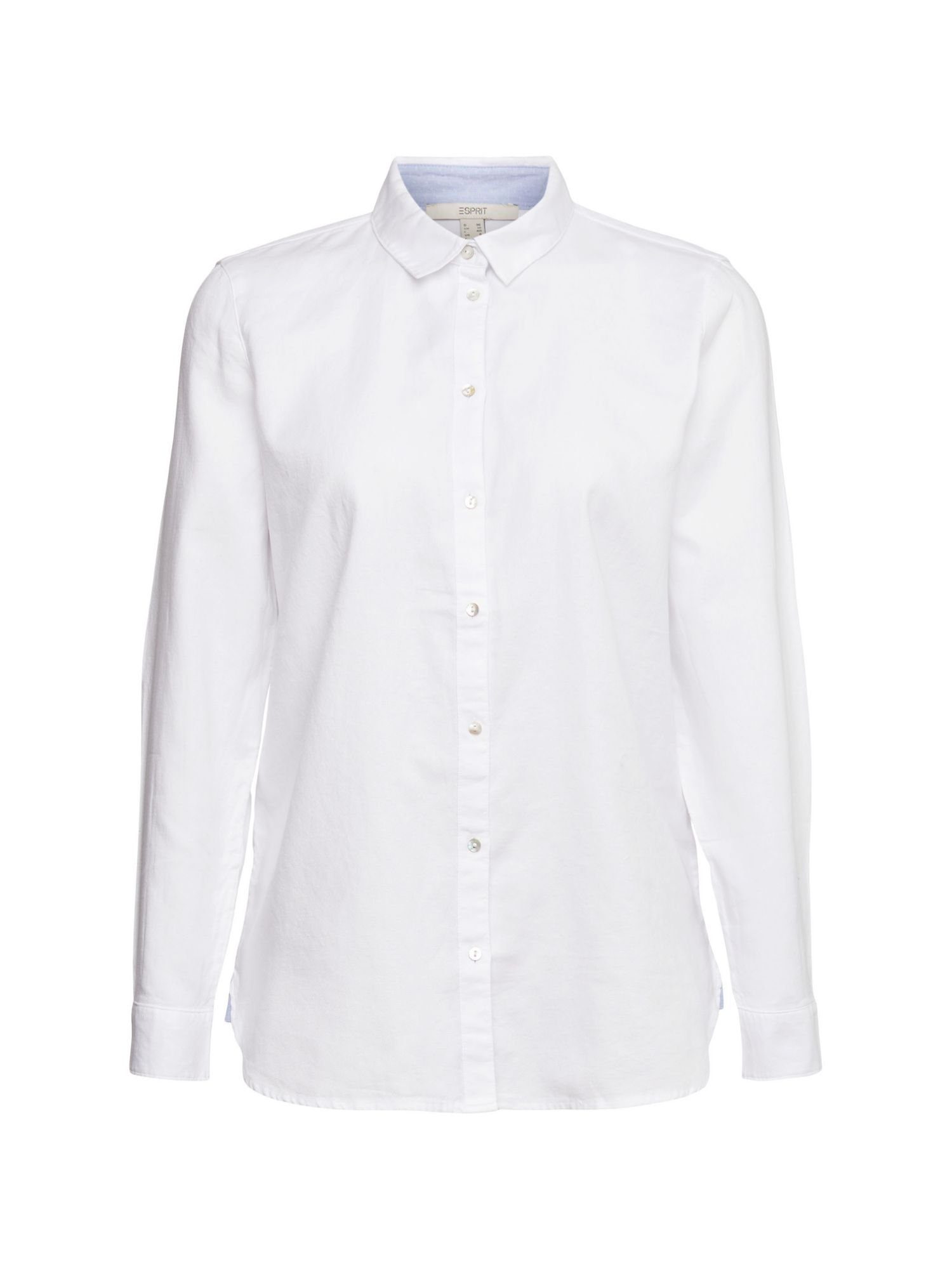 Esprit Langarmbluse Hemd-Bluse aus 100% Baumwolle WHITE