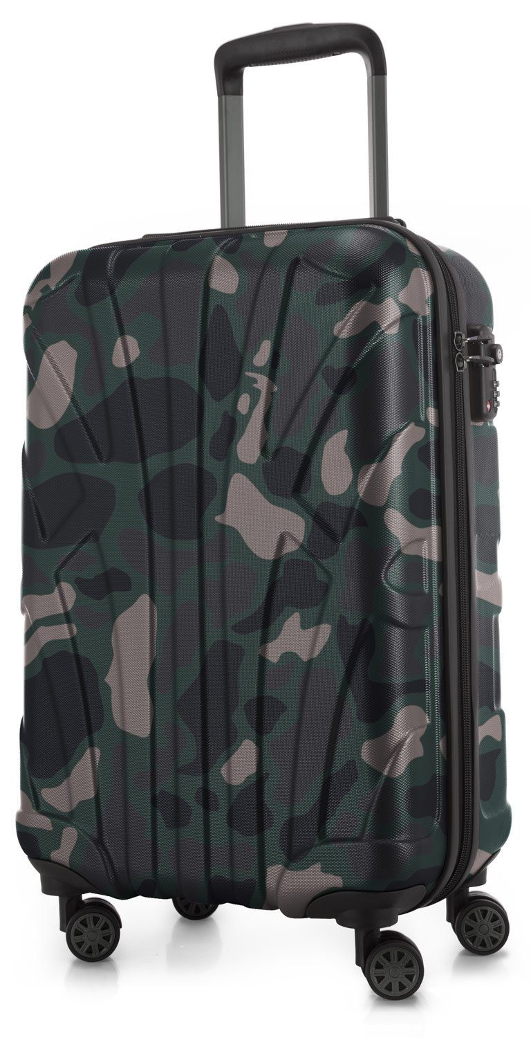 Suitline Handgepäckkoffer S1, 4 Rollen, Robust, Leicht, TSA Zahlenschloss, 55 cm, 33 L Packvolumen Camouflage