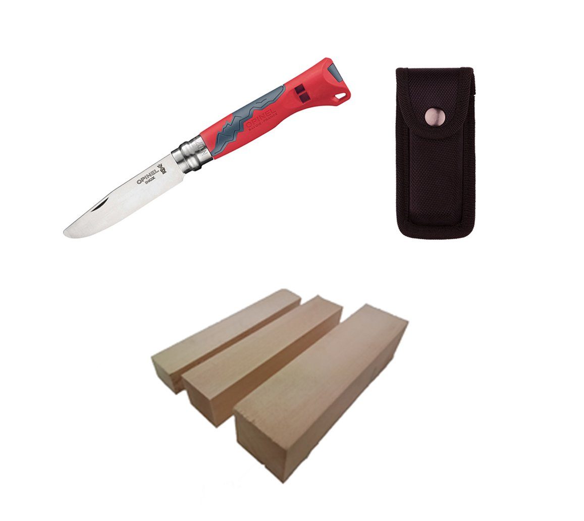 Opinel Taschenmesser, Kindermesser OUTDOOR JUNIOR, rot + Nylonetui