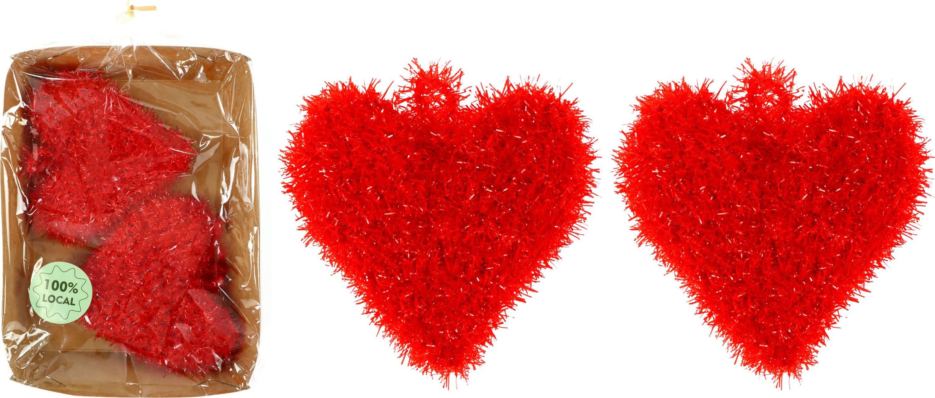 FURNARO Geschirrschwamm Hearts, 2-teilig, Herzmotiv, Kunststoff, 11,5 x 12,5 x 2 / Box: 18 x 10 x 4 cm