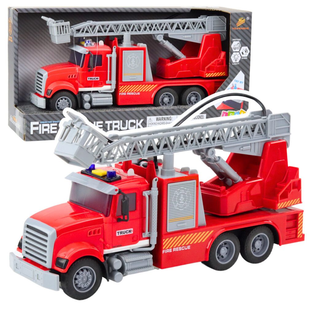 LEAN TOYS Spielzeug-Boot Lean Feuerwehrauto Leiter Boom Drive Wasser Lichter Sounds