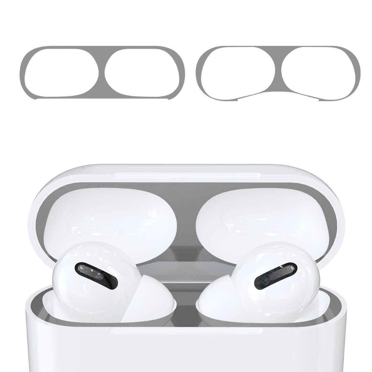 kwmobile 2X Apple AirPods Pro Staubschutz Sticker Metallstaub Schutz Aufkleber Skins für Apple AirPods Pro 