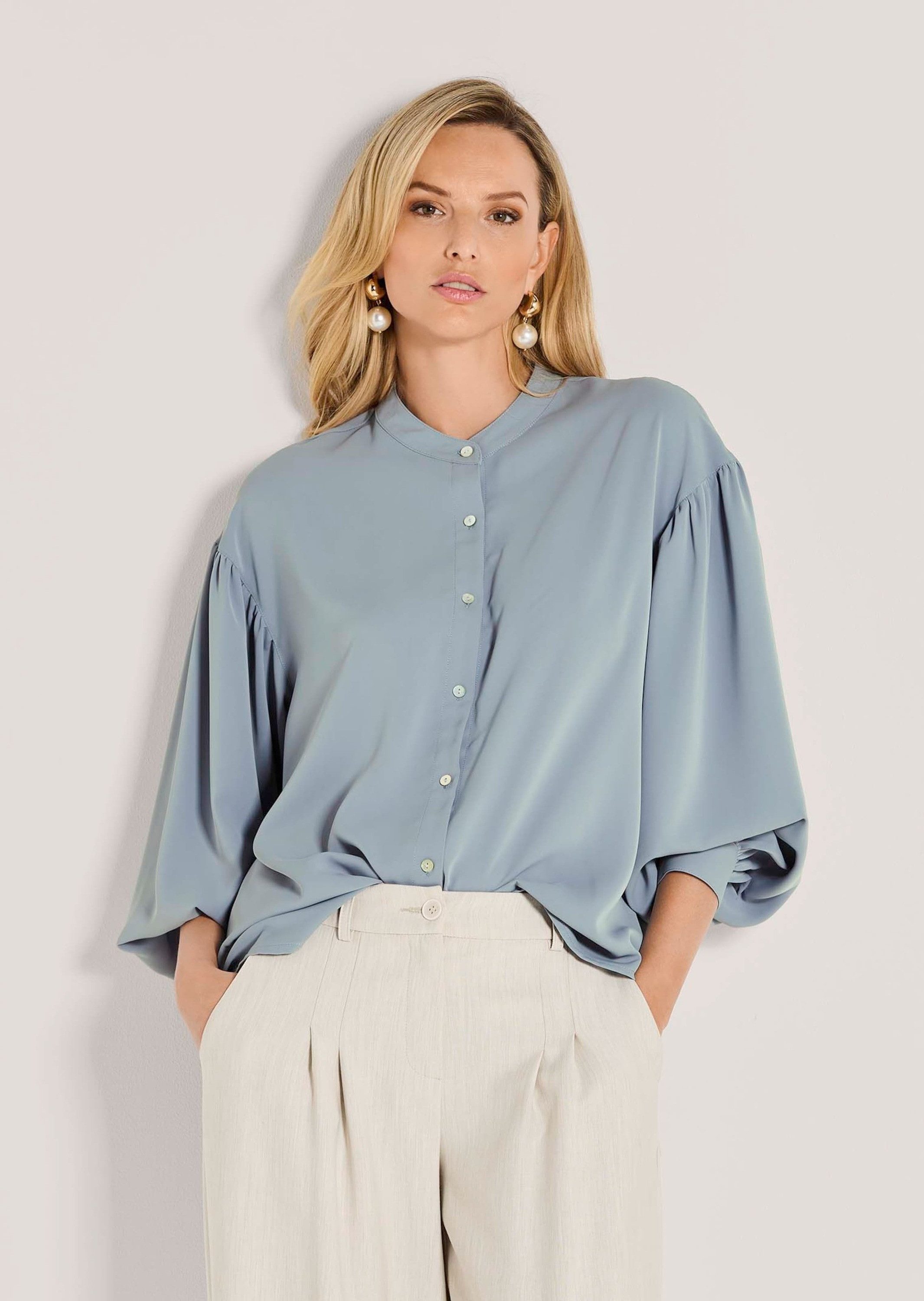 MADELEINE Langarmbluse Elegante Bluse mit Rundhals Langarmbluse mit Knopfle günstig online kaufen