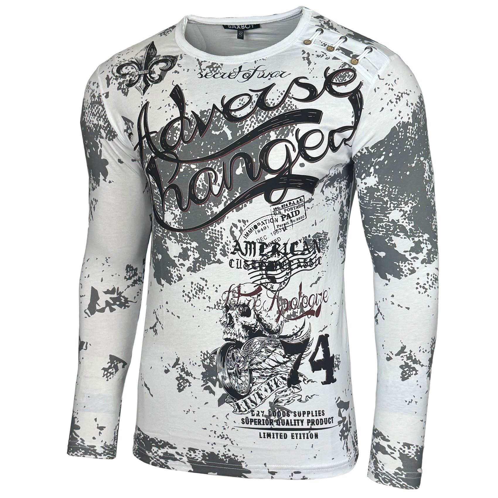 Longshirt Baxboy Herren Longsleeve Langarmshirt Shirt Mit Rundhalskragen B-706