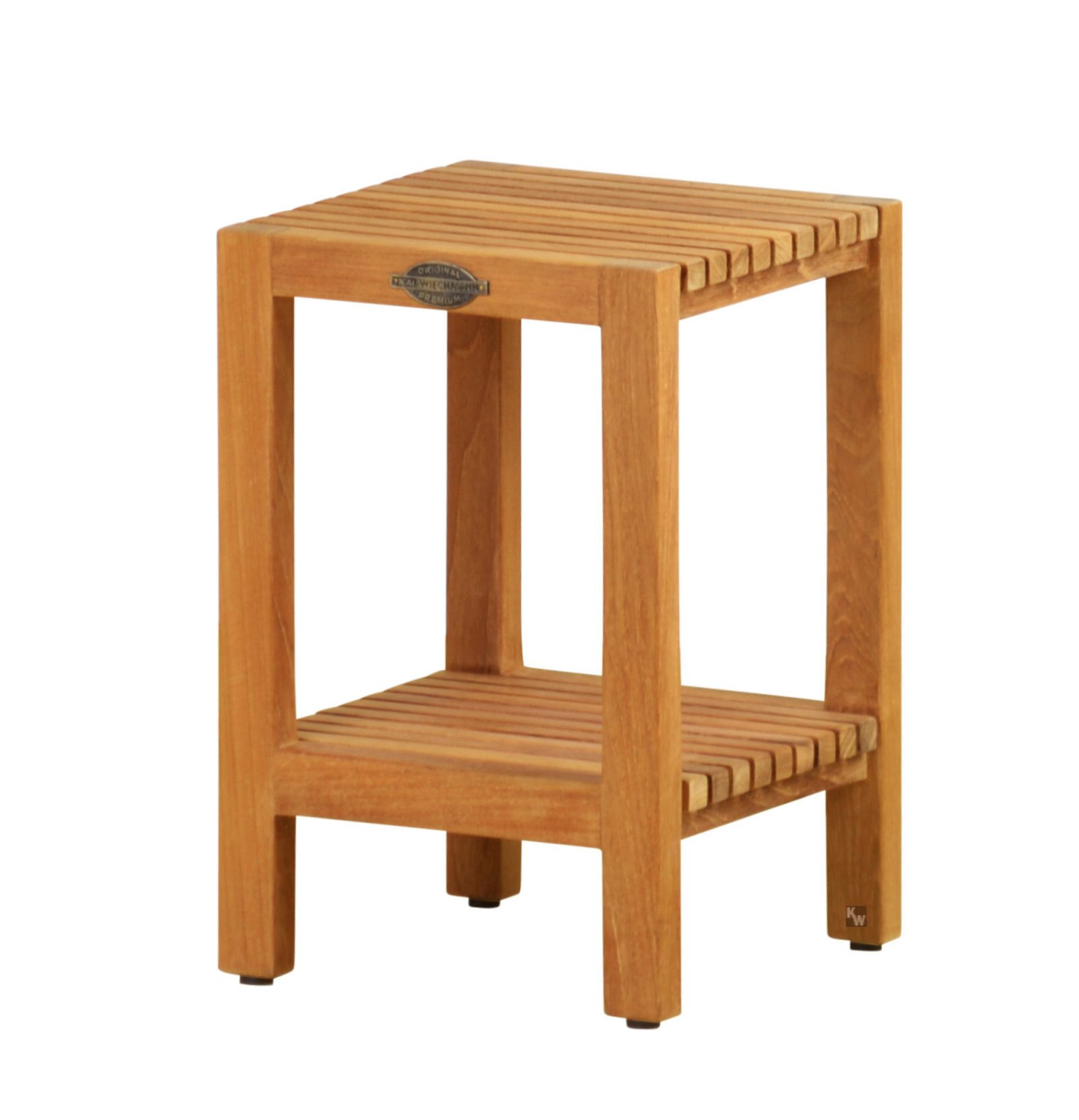 Kai Wiechmann Beistelltisch Badtisch Holz Leandro, Premium Beistelltisch aus Teakholz mit Ablage