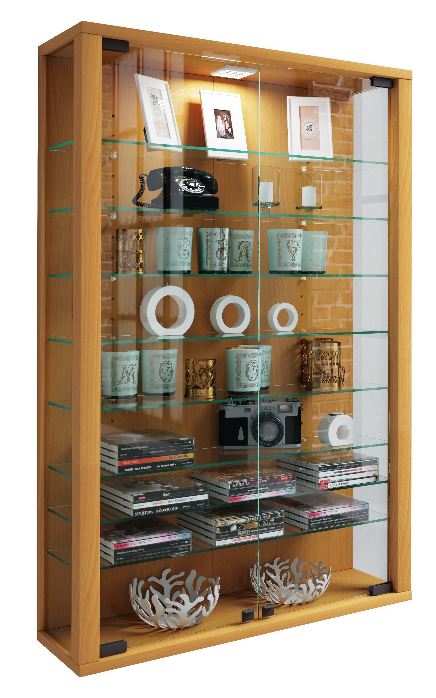 VCM Hängevitrine Vitrosa B. 59 x T. 18 x H. 91 cm Präsentation von Sammlerstücken und Dekoartikeln, Wohnzimmer oder Büro
