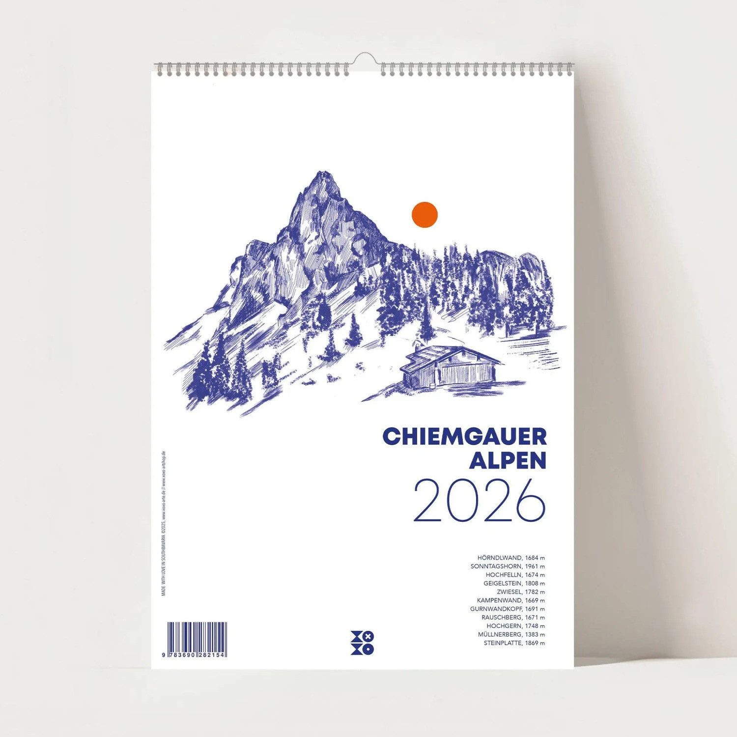 Nova Wandkalender Chiemgauer Alpen, Wandkalender 2026, Monatskalender, A4