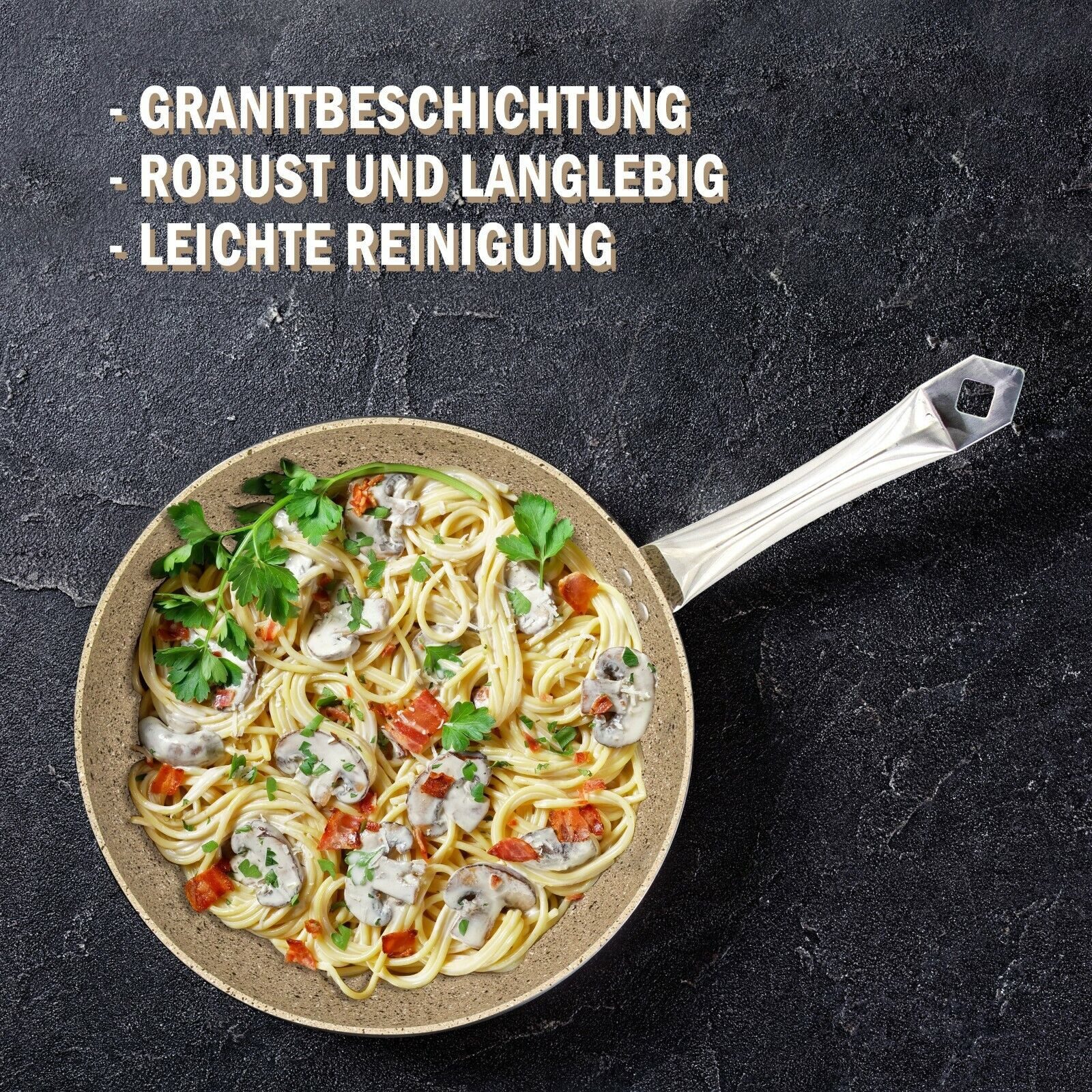 KVOTA Bratpfanne 30 cm aus hochwertigem Aluguss mit Granitbeschichtung Induktion