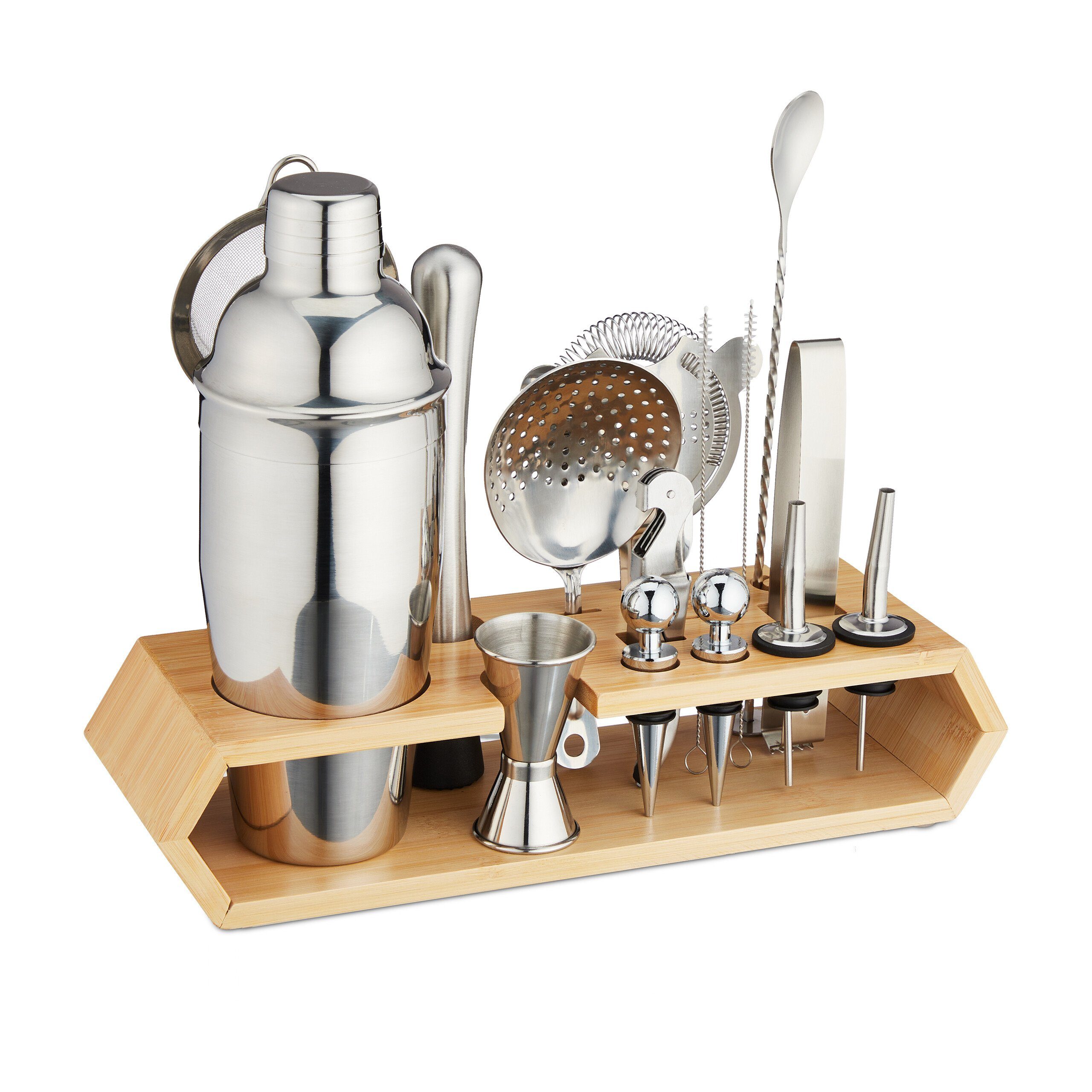 relaxdays Cocktail-Set 16-tlg. Cocktail Set mit Ständer, (16-tlg)