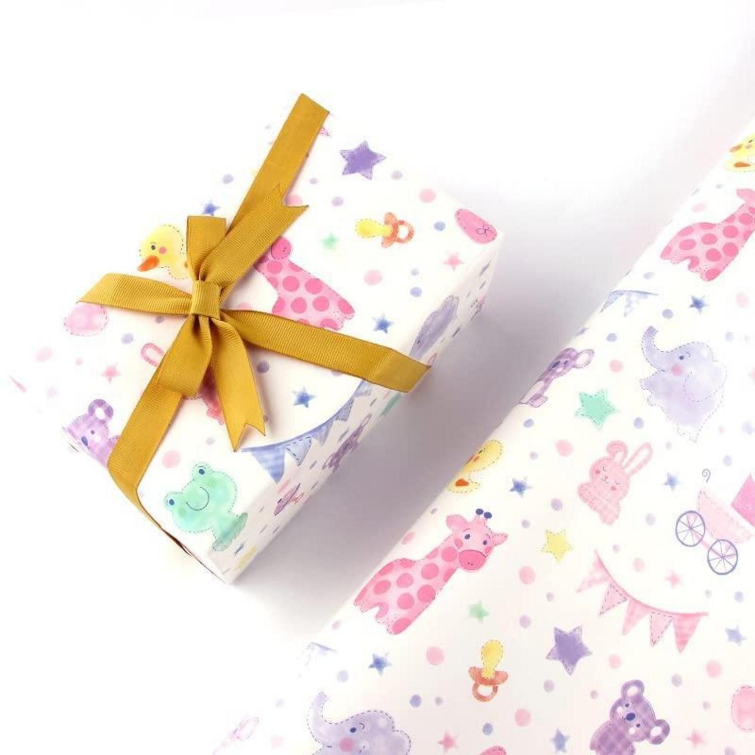 LuxusKollektion Geschenkpapier Geschenkpapier Baby Tiermotive 50x70cm 5 Blatt, (5St)