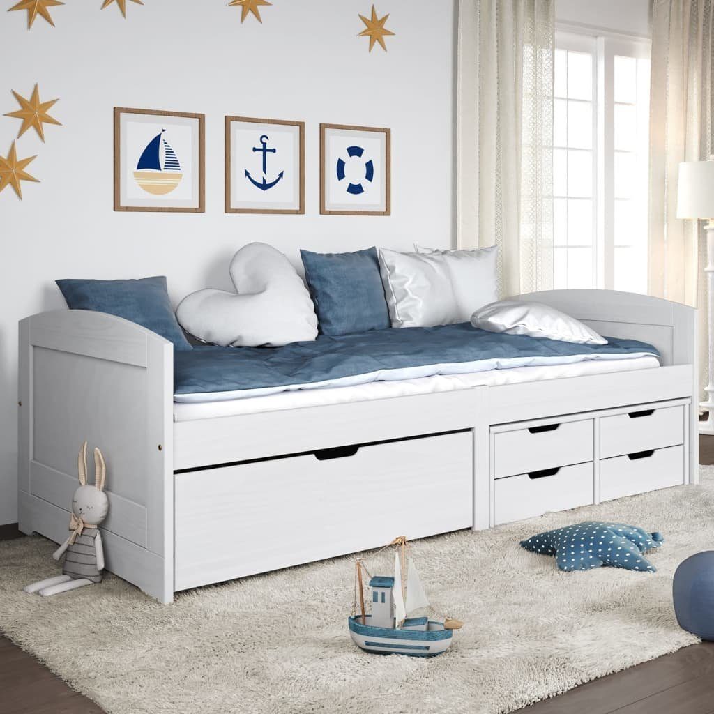 vidaXL Bett Tagesbett mit 5 Schubladen IRUN Weiß 90x200cm Massivholz Kiefer