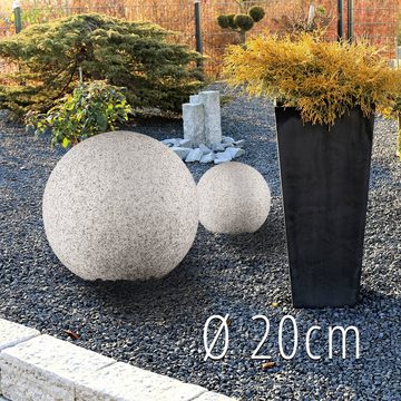 SSC-LUXon LED Gartenstrahler Garten Kugelleuchte STONO Ø 20 cm mit Tageslichtsensor E27 LED OSRAM, Warmweiß