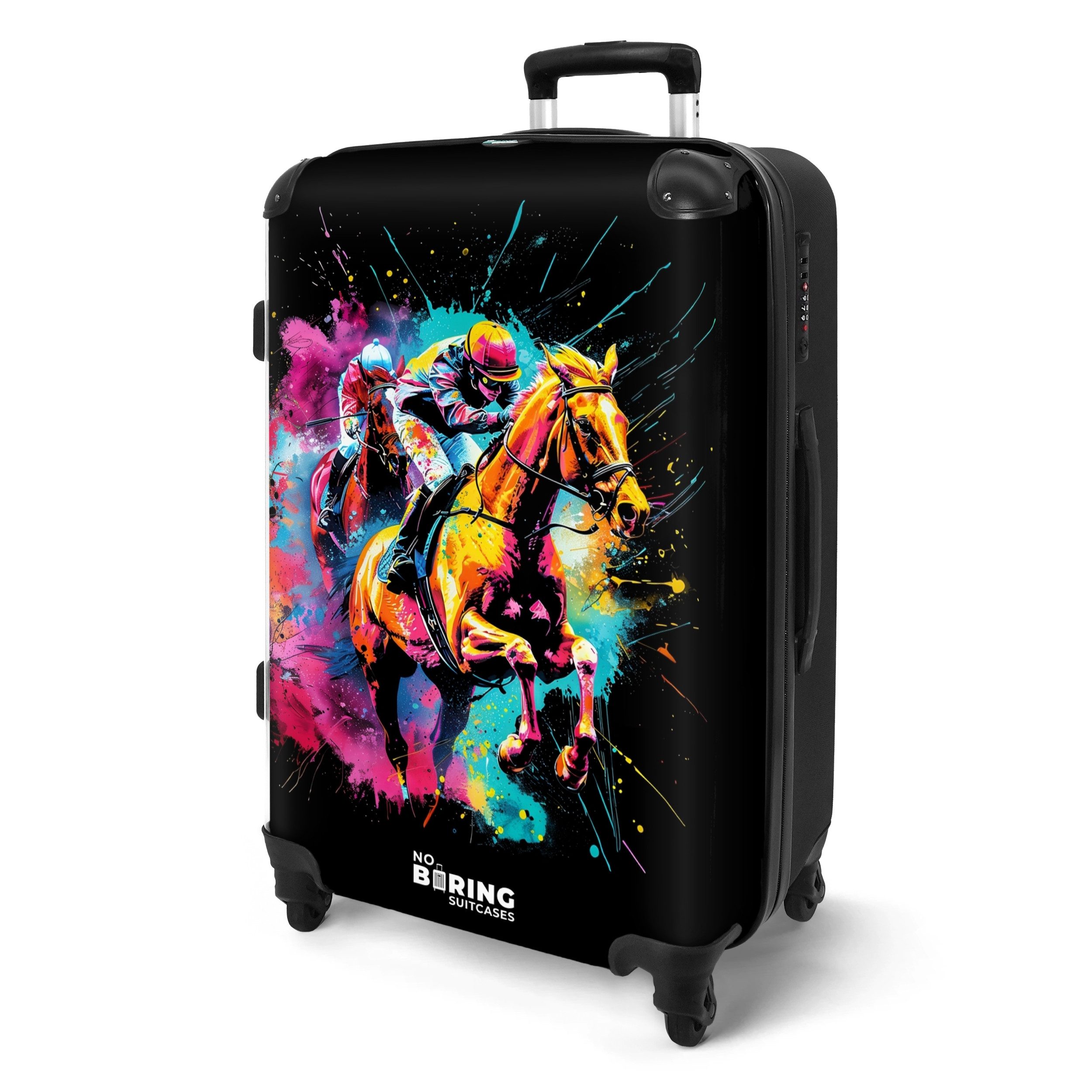 NoBoringSuitcases.com© Hartschalen-Trolley Reiten mit bunten Farben günstig online kaufen