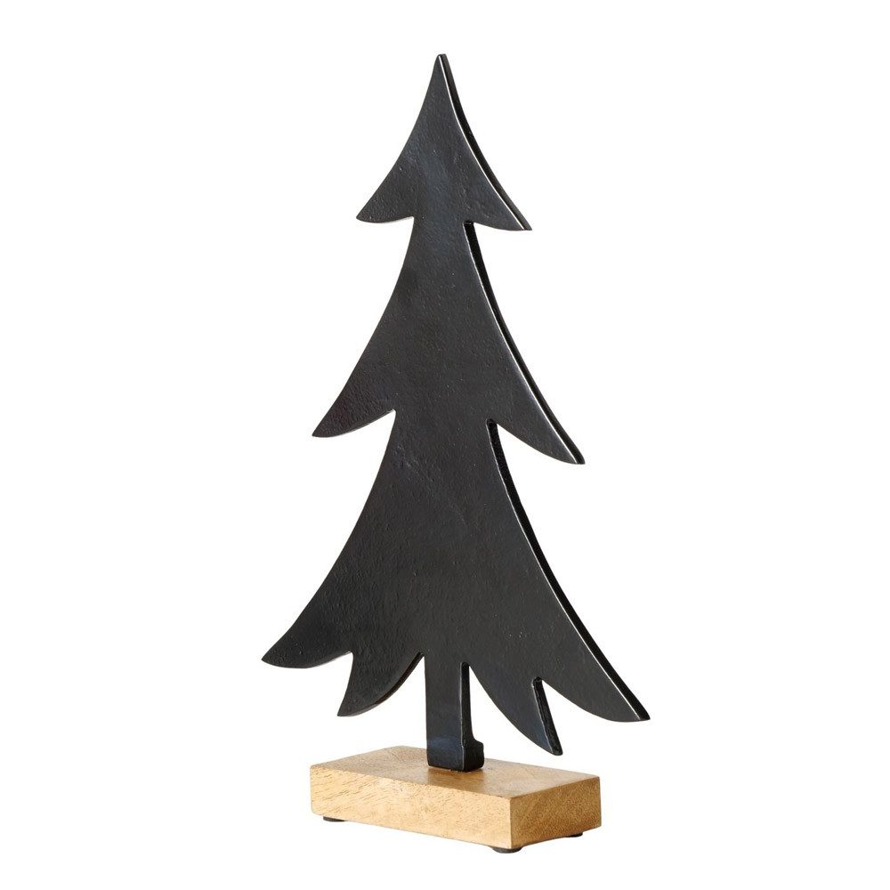 BOLTZE Dekoobjekt Tannenbaum SVART schwarz Metallbaum mit Holzfuß H33cm Weihnachtsbaum