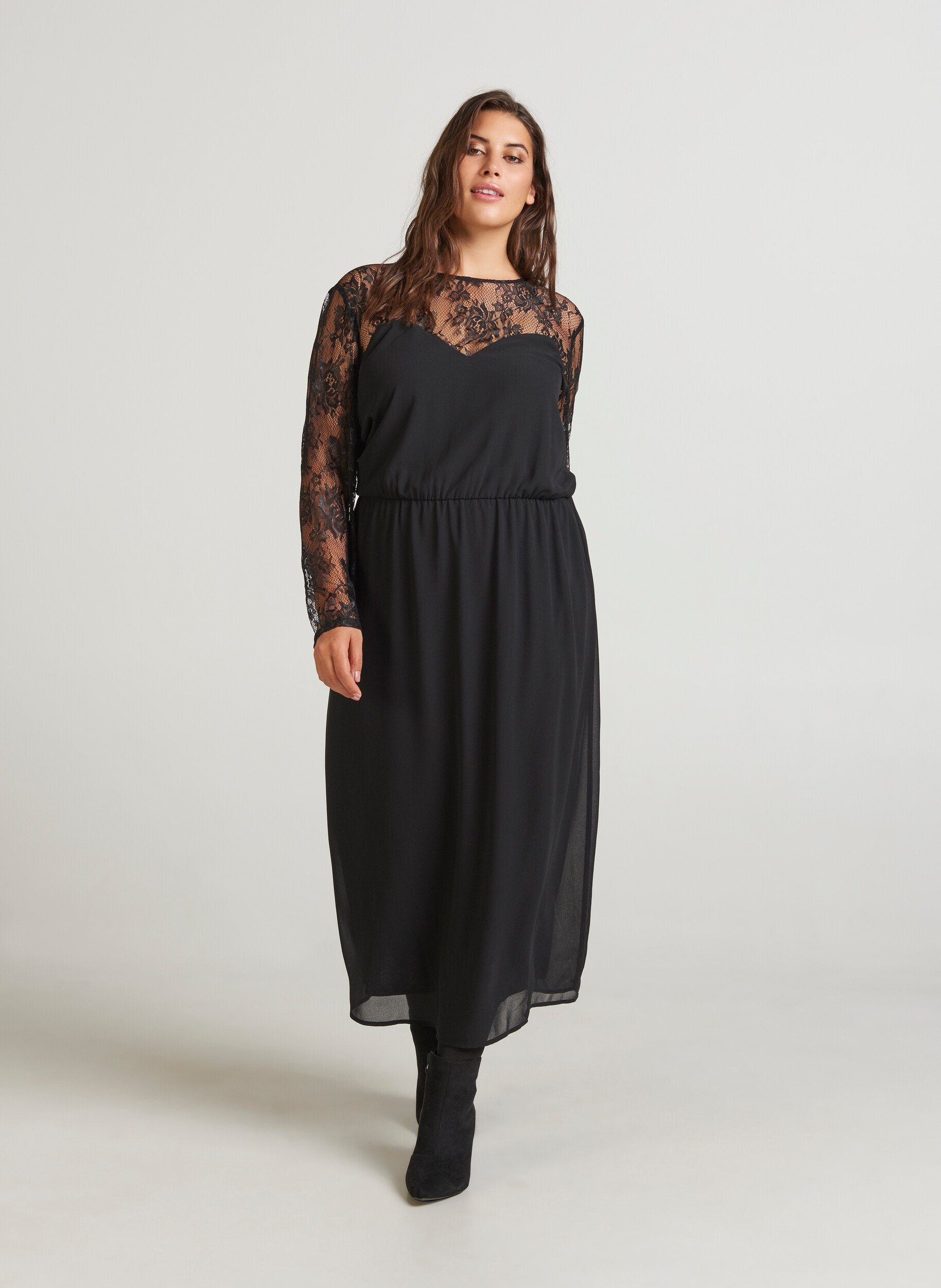 Zizzi Spitzenkleid Damen Große Größen Kleid Langarm Elegant Spitze  Abendkleid online kaufen | OTTO
